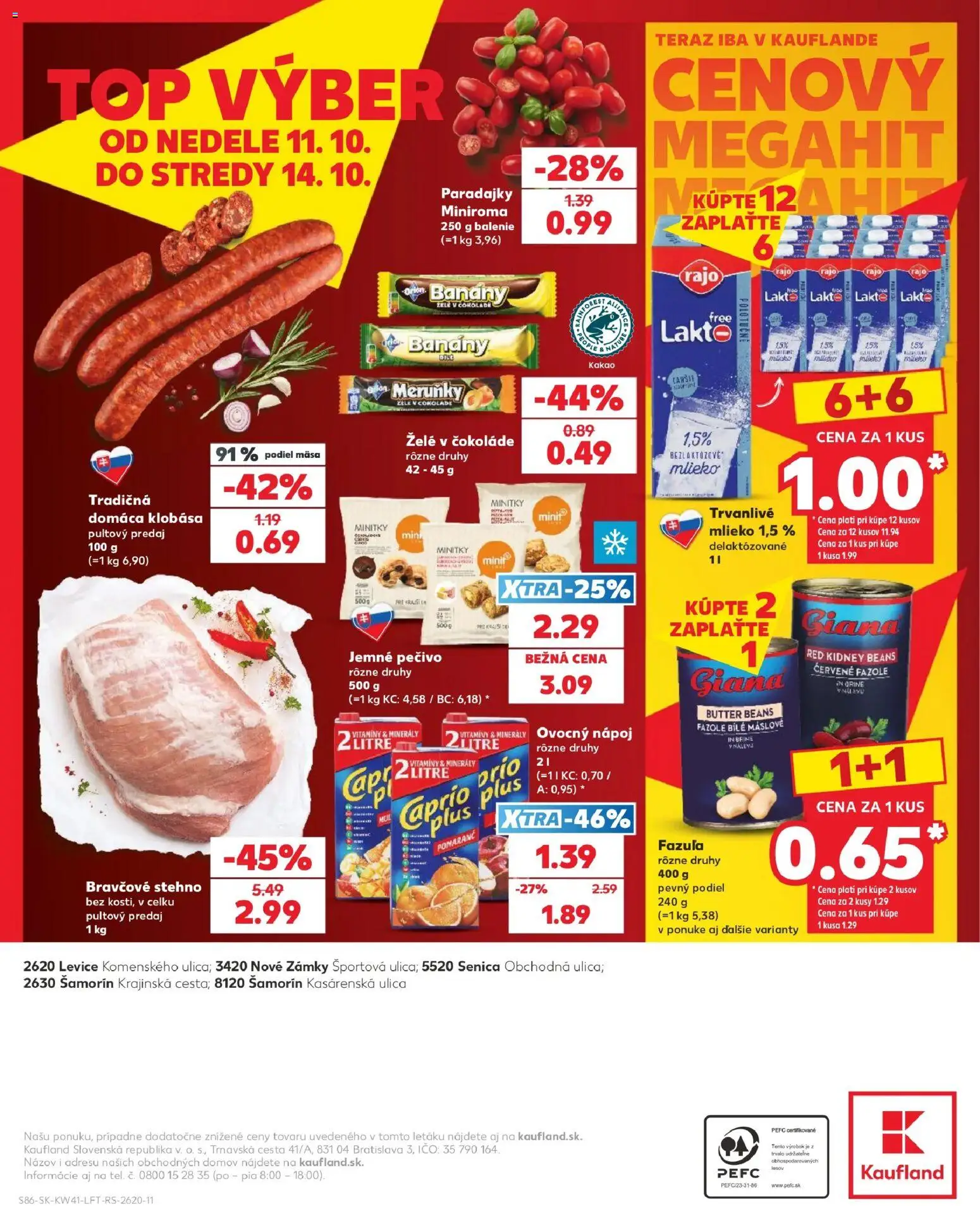 Kaufland SK akciós ujság - amely érvényes a következő dátumtól: 2026.10.08. | Oldal: 86 | Termékek: Tento, Kakaó