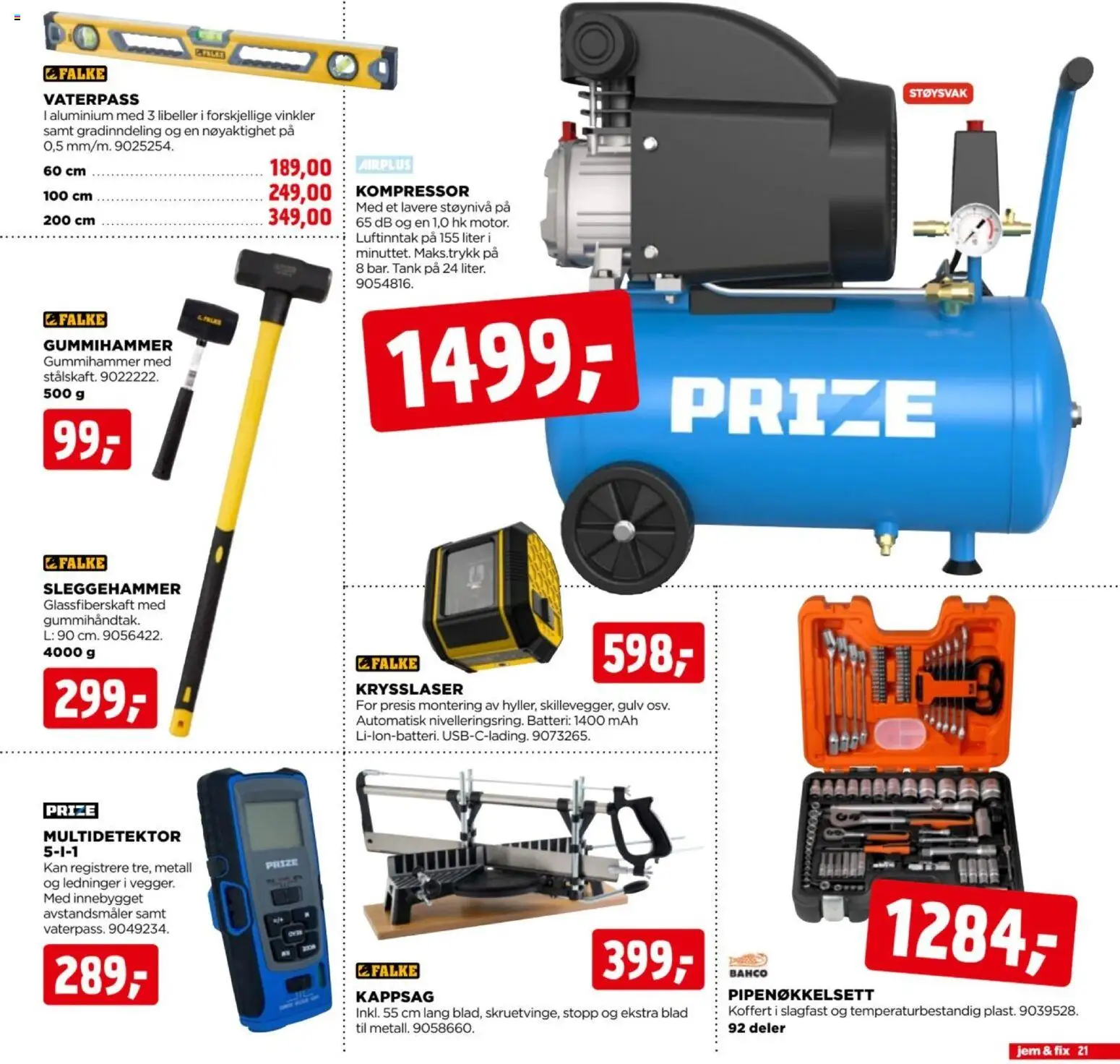 {H1} | Side: 21 | Produkter: Kappsag, Kompressor, Koffert, Batteri
