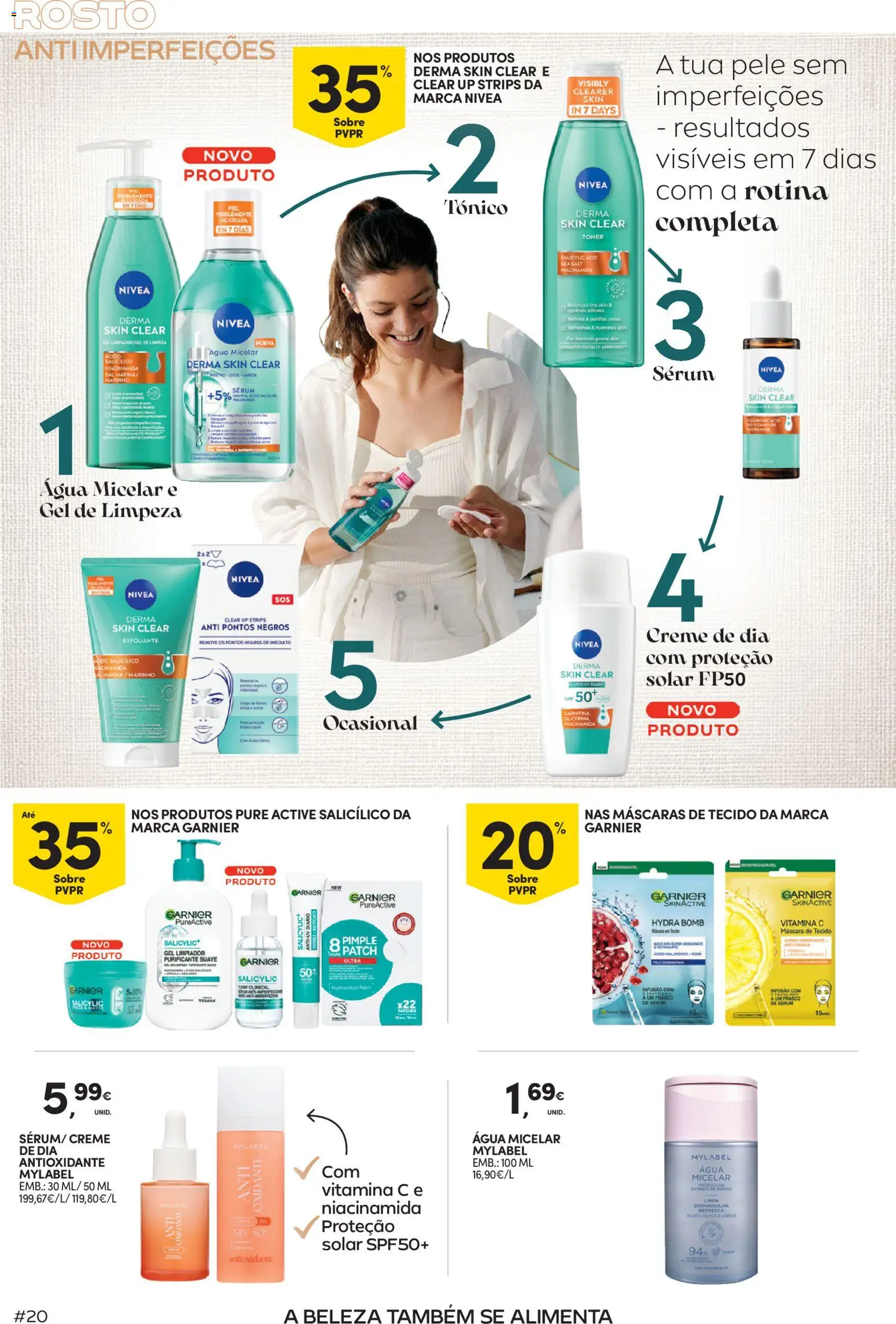 Continente Beleza: Ingridientes para uma pele de verão │ válido de 19.05.2026 | Página: 20 | Produtos: Agua, Toner, Vitamina c, Creme