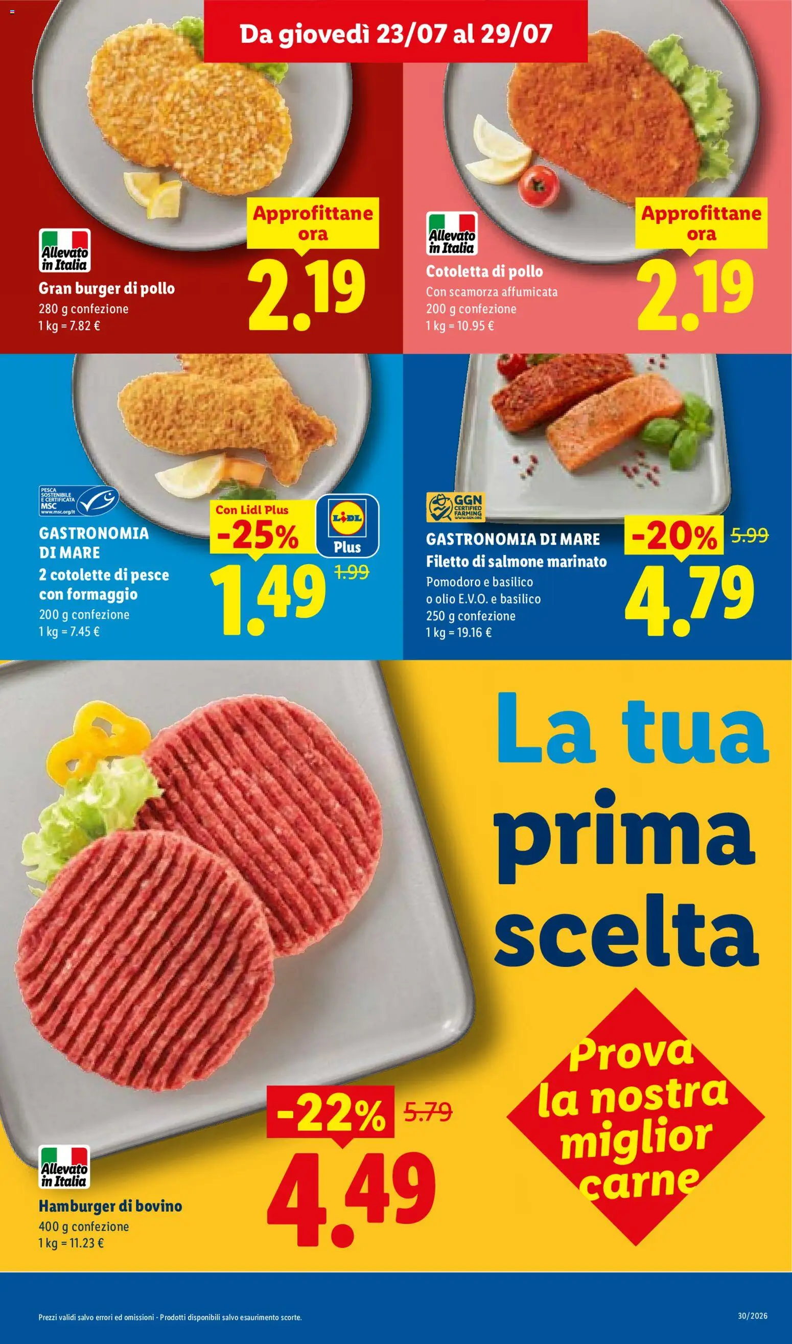 Volantino Lidl del 23/07/2026 | Pagina: 9 | Prodotti: Salmone, Filetto, Formaggio, Basilico