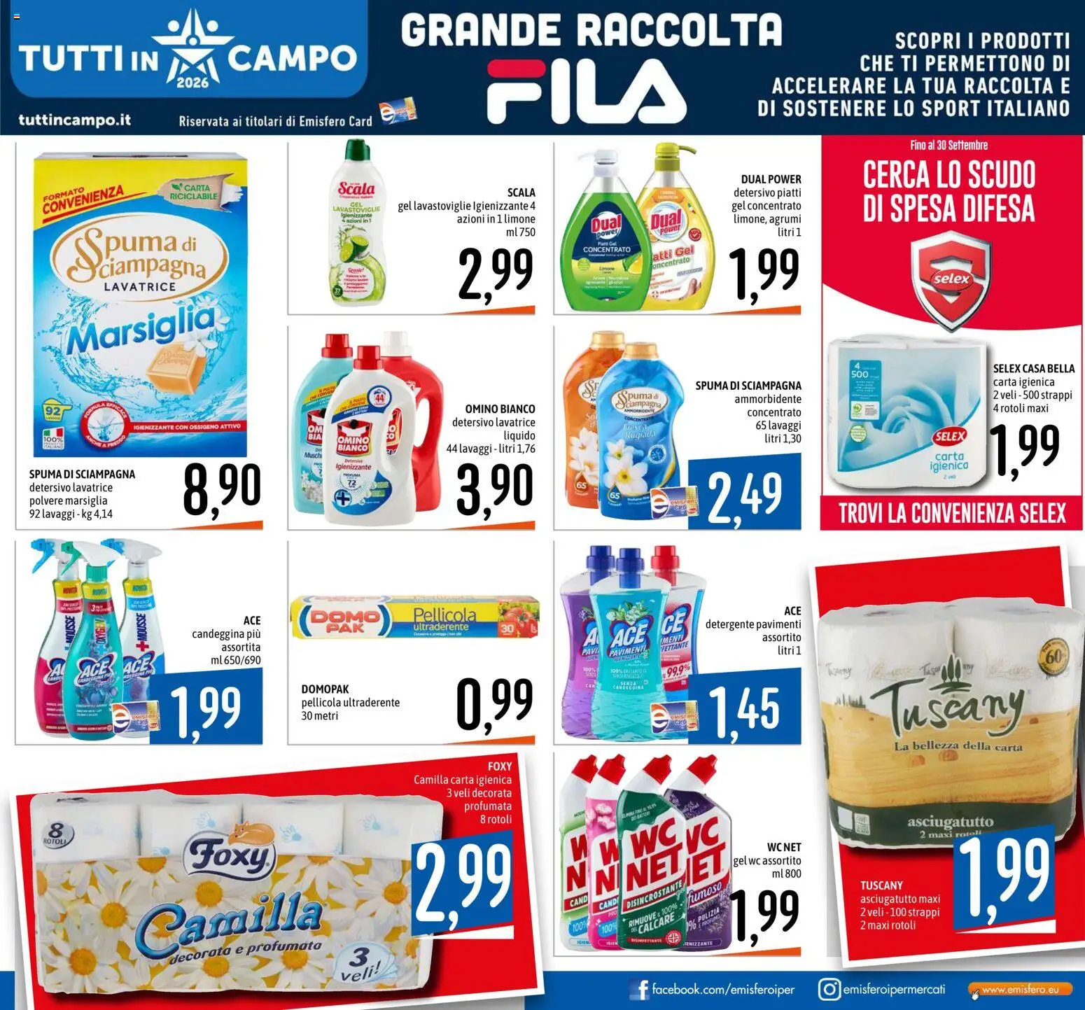 Volantino Emisfero del 24/09/2026 | Pagina: 19 | Prodotti: Carta igienica, Detergente, Asciugatutto, Pellicola