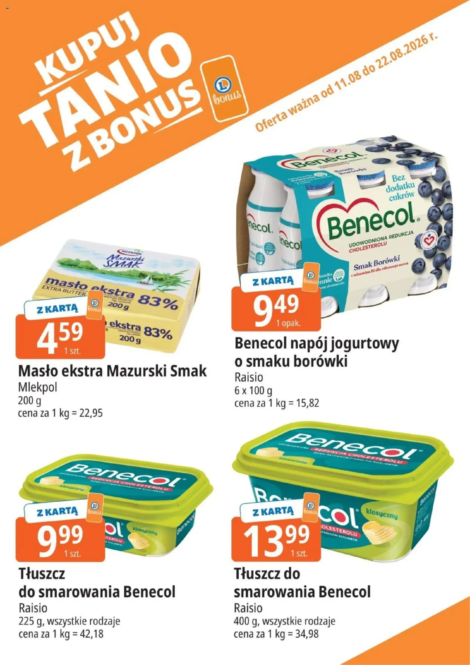 E.Leclerc gazetka - Kupuj Tanio Z Bonus od 11.08.2026 | Strona: 15 | Produkty: Karta, Borówki, Masło