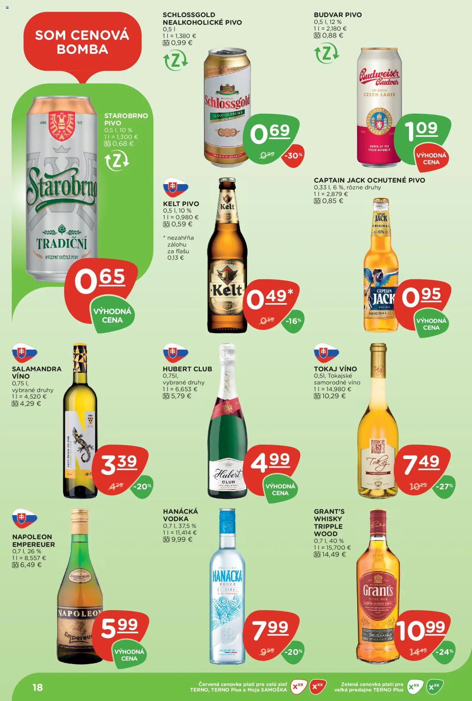 Nové Terno akcie – leták je platný od 16.07.2026 | Strana: 18 | Produkty: Pivo, Kelt, Budvar, Nealkoholické pivo