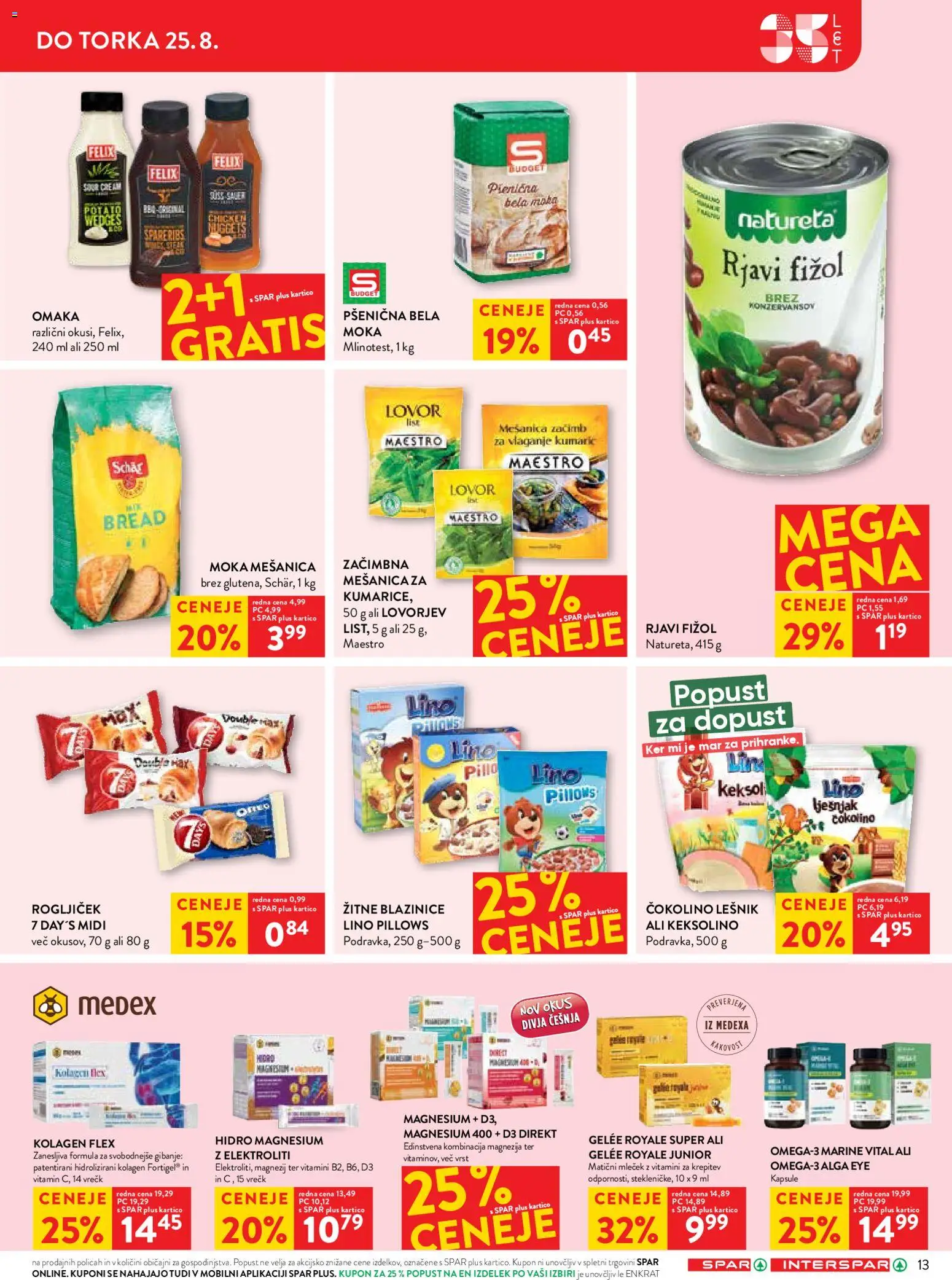 Novi Spar katalog ponudbe – veljaven od 19.08.2026 | Stran: 25 | Izdelki: Moka, Lovor, Čokolino, Omaka