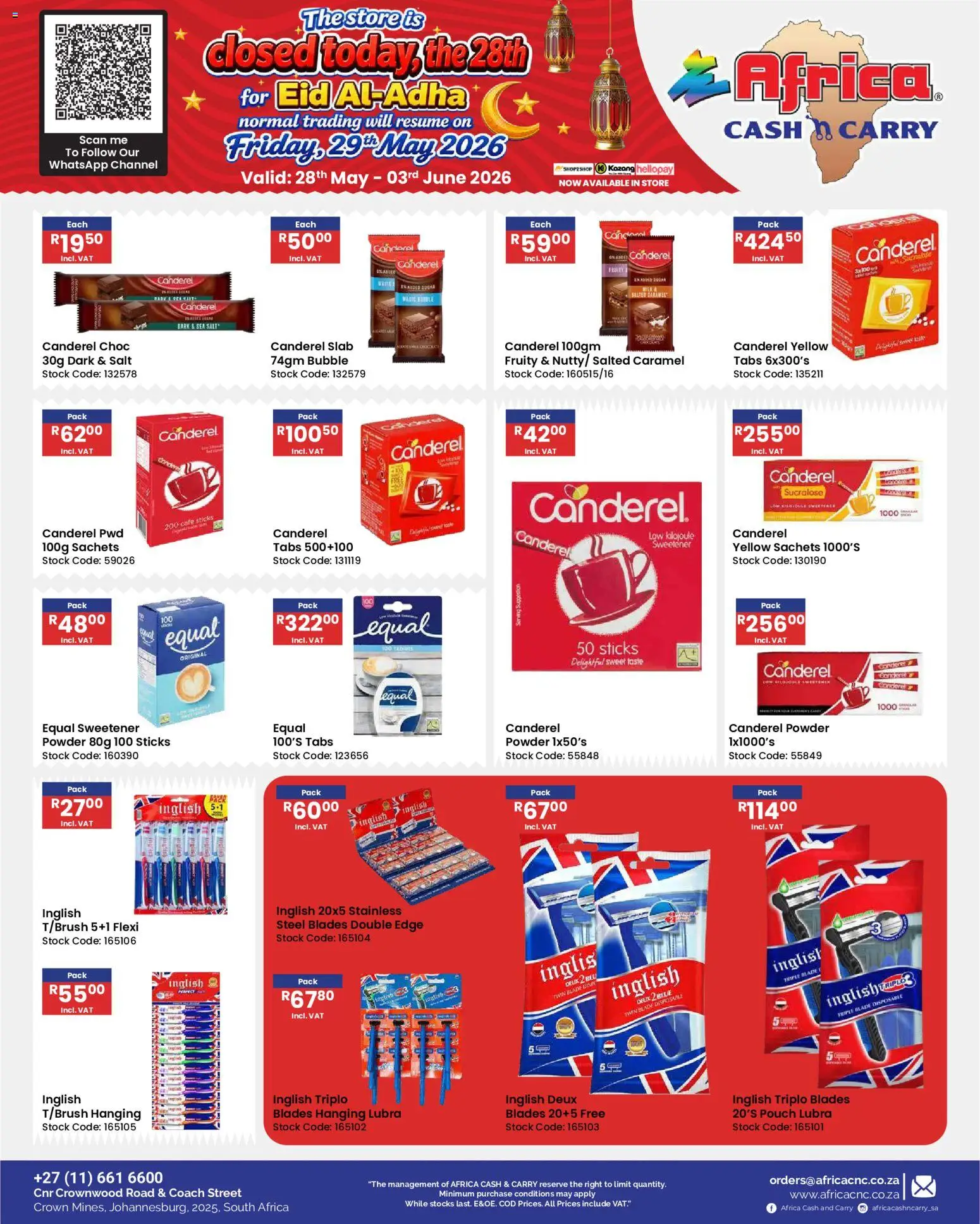 New Africa Cash & Carry catalogue – valid from 28.05.2026 | Page: 52 | Products: Sweetener, Stock, Salt, Caramel