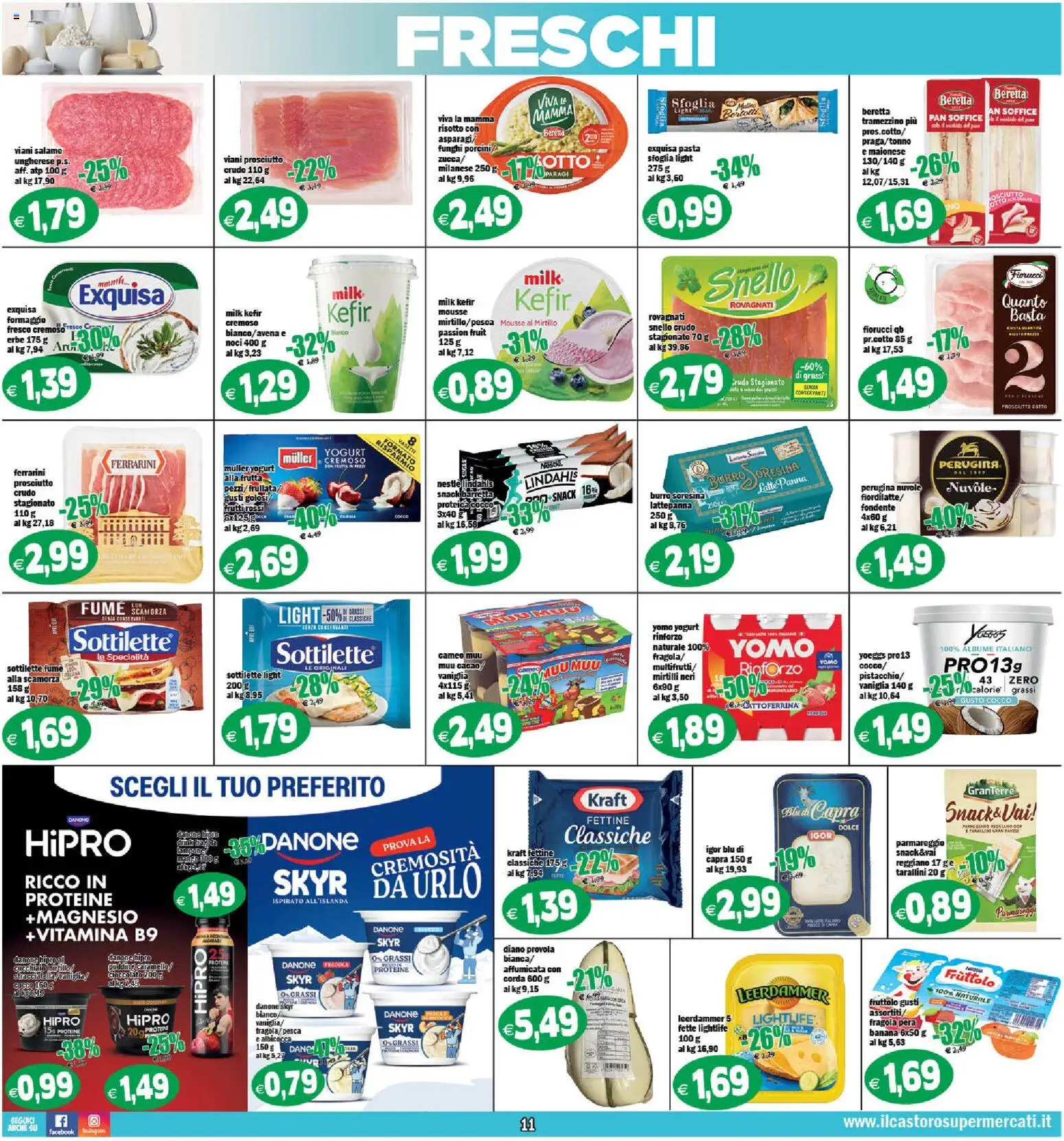 Volantino Il Castoro del 10/07/2026 | Pagina: 11 | Prodotti: Yogurt, Frutta, Noci, Provola