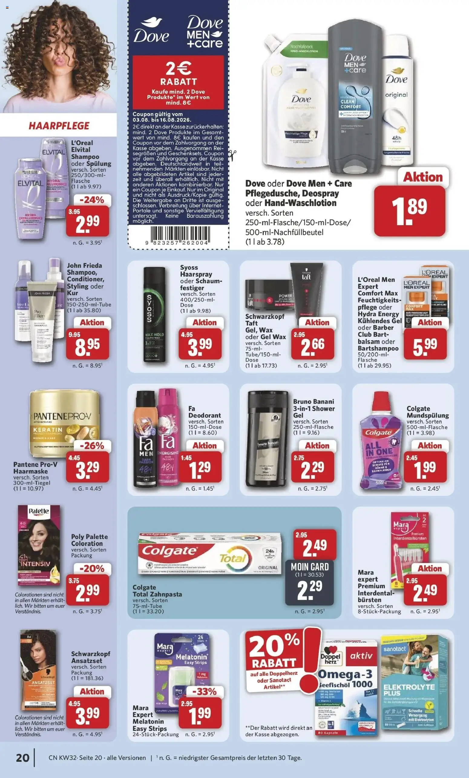 Combi Prospekt Borchen (ab 03.08.2026) zum Blättern | Seite: 24 | Produkte: Spülung, Haarspray, Deodorant, Zahnpasta