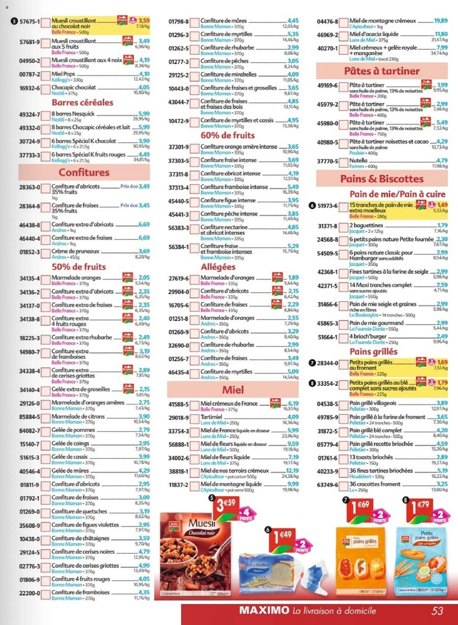 {H1} | Page: 53 | Produits: Framboise, Orange, Cerises, Marmelade