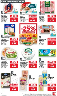 Kaufland Prospekt ab 17.09.2026 gültig | Seite: 36 | Produkte: Ziegenkäse, Schinken, Sahne, Frischkase