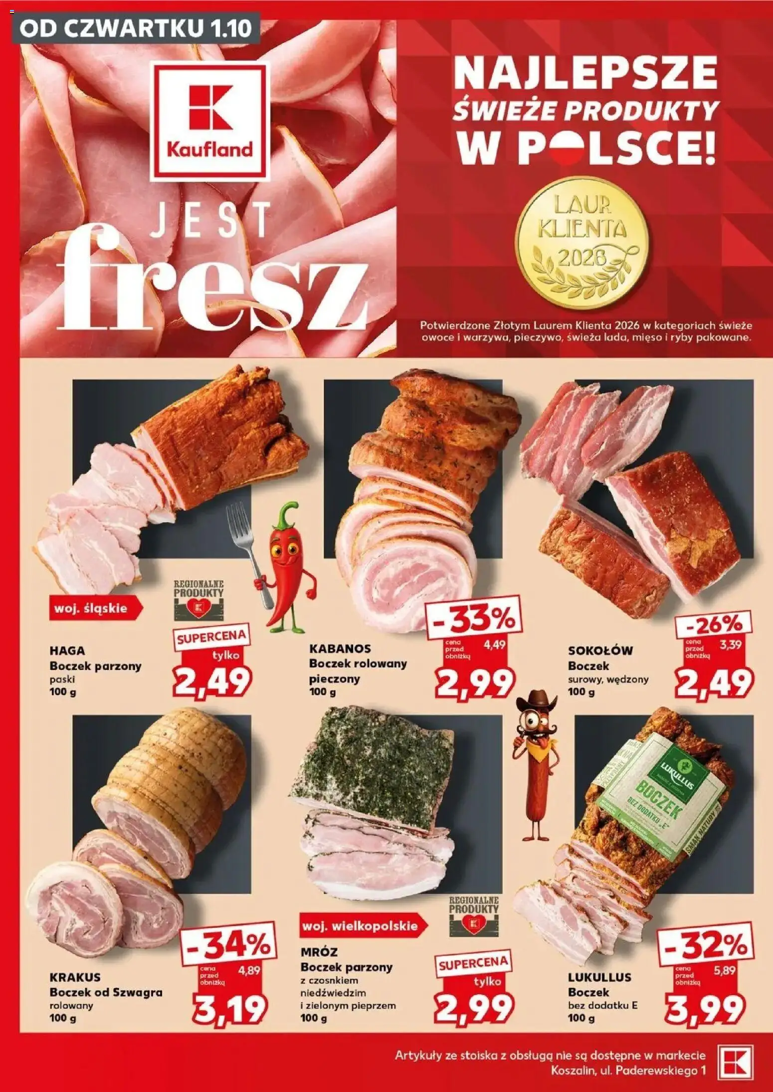 Kaufland gazetka - Super sobota od 03.10.2026 - od jutra PDF | Strona: 14 | Produkty: Mięso, Kabanos, Boczek parzony, Owoce