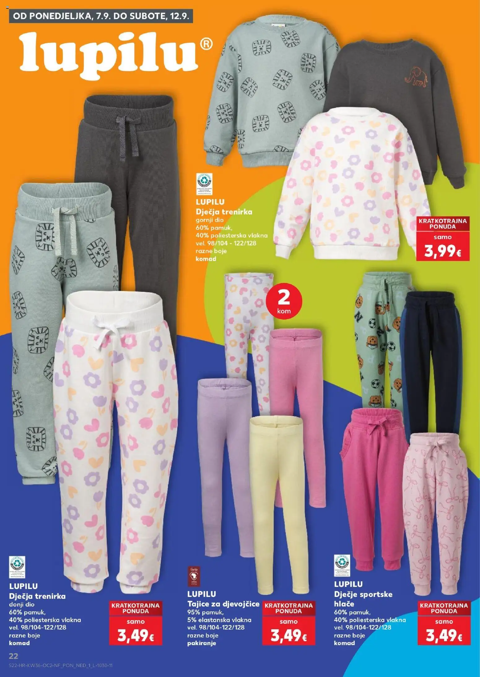 Kaufland katalog | vrijedi od 02.09.2026 | Stranica: 22 | Proizvodi: Hlače, Tajice, Trenirka