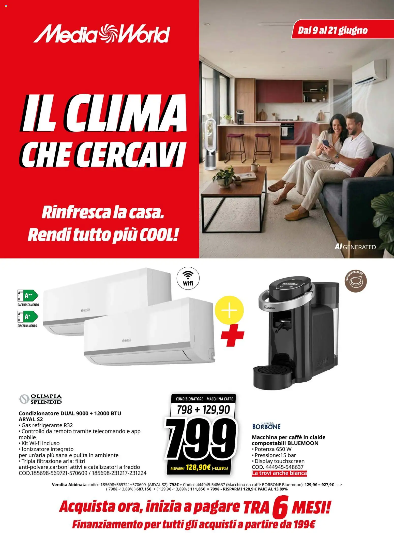 Volantino Media World del 09.06.2026 | Pagina: 1 | Prodotti: Mobile, Macchina da caffe, Caffè, Caffè in cialde