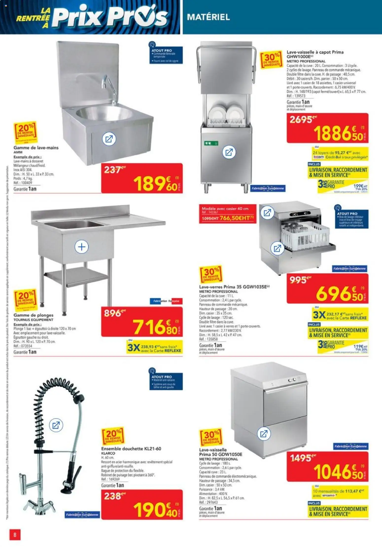 {H1} | Page: 8 | Produits: Casier, Robinet, Alimentation, Porte