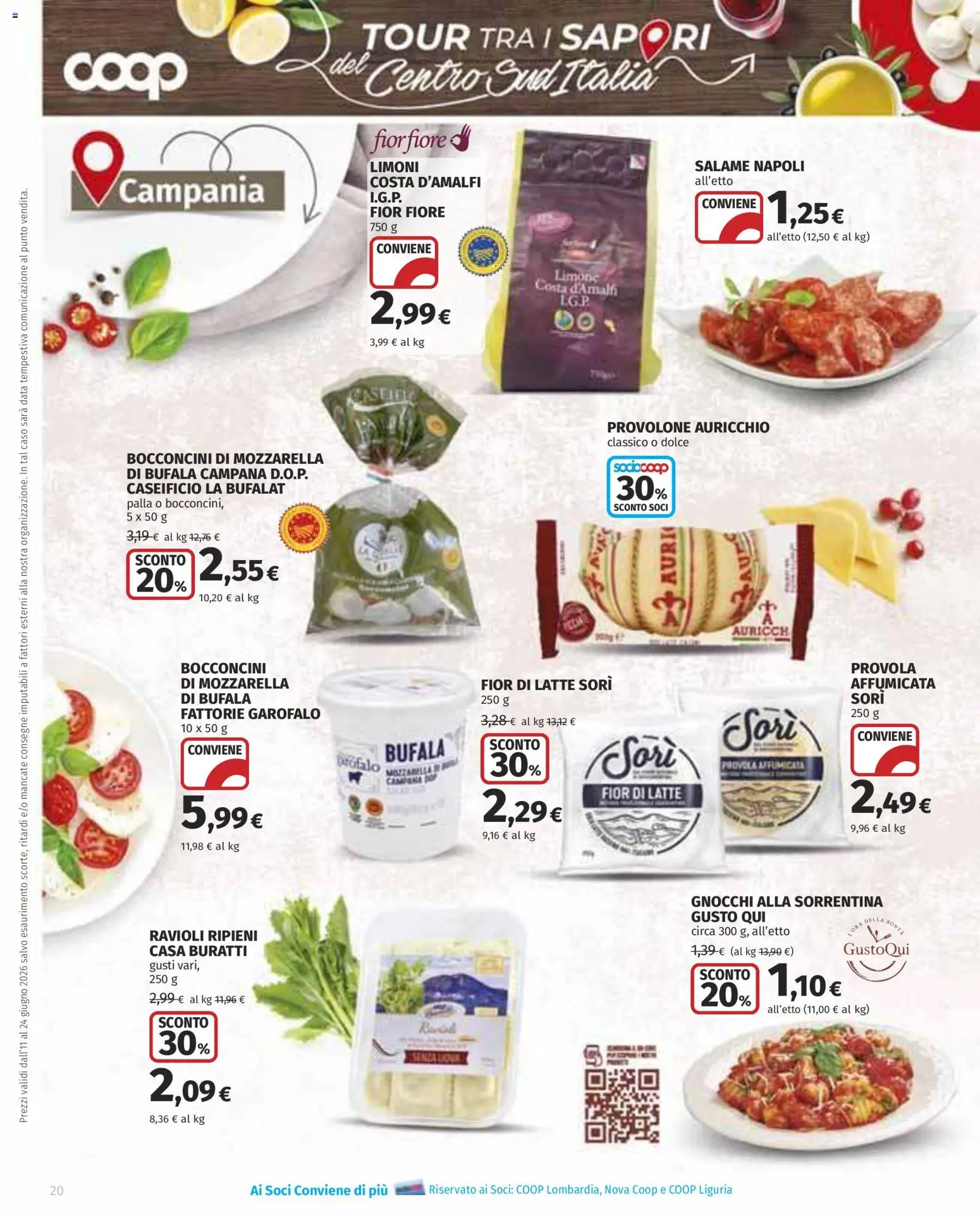 Volantino COOP del 11.06.2026 | Pagina: 20 | Prodotti: Latte, Data, Ravioli, Provola