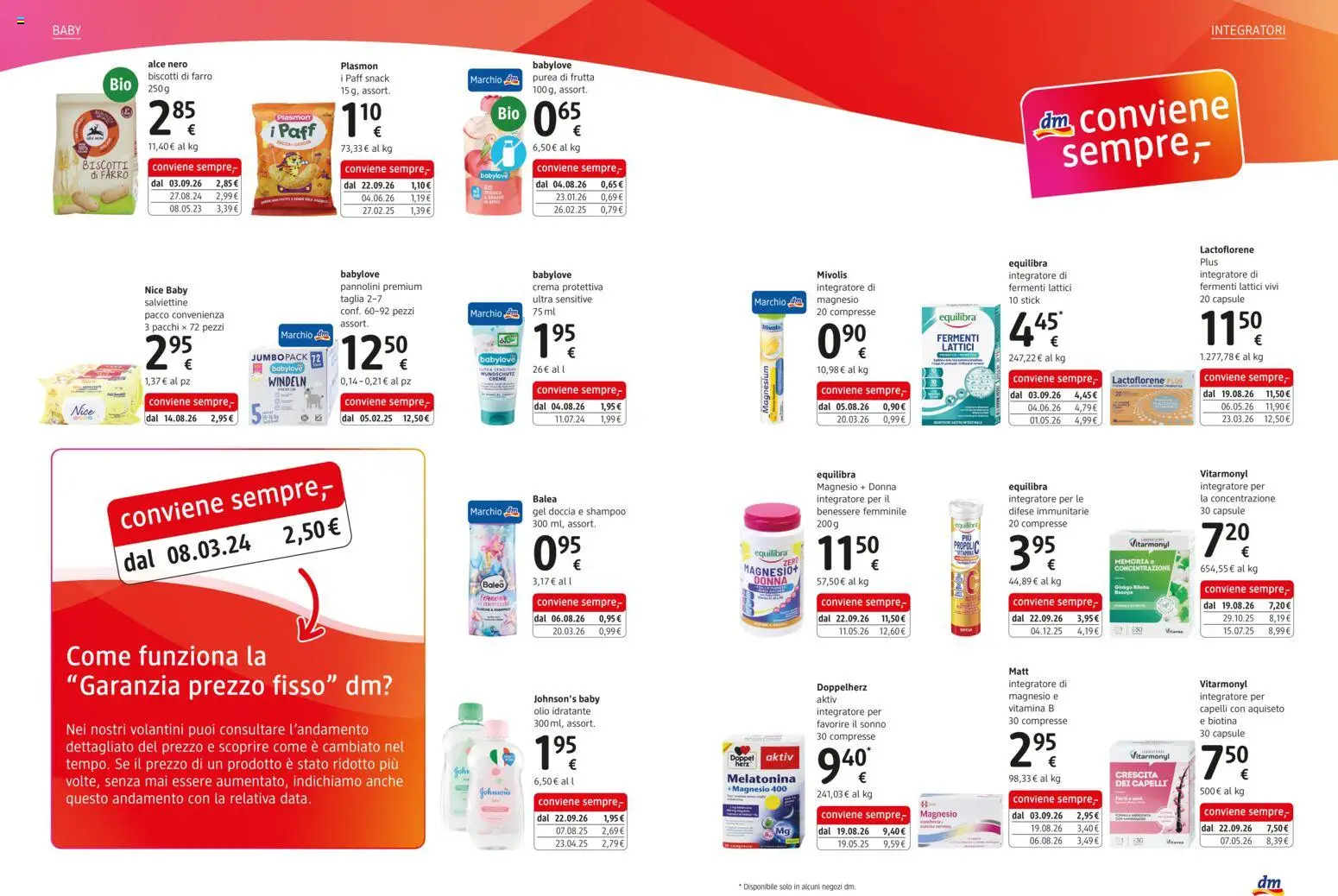 Volantino dm drogerie markt del 01/10/2026 | Pagina: 8 | Prodotti: Pannolini, Frutta, Gel doccia, Doccia
