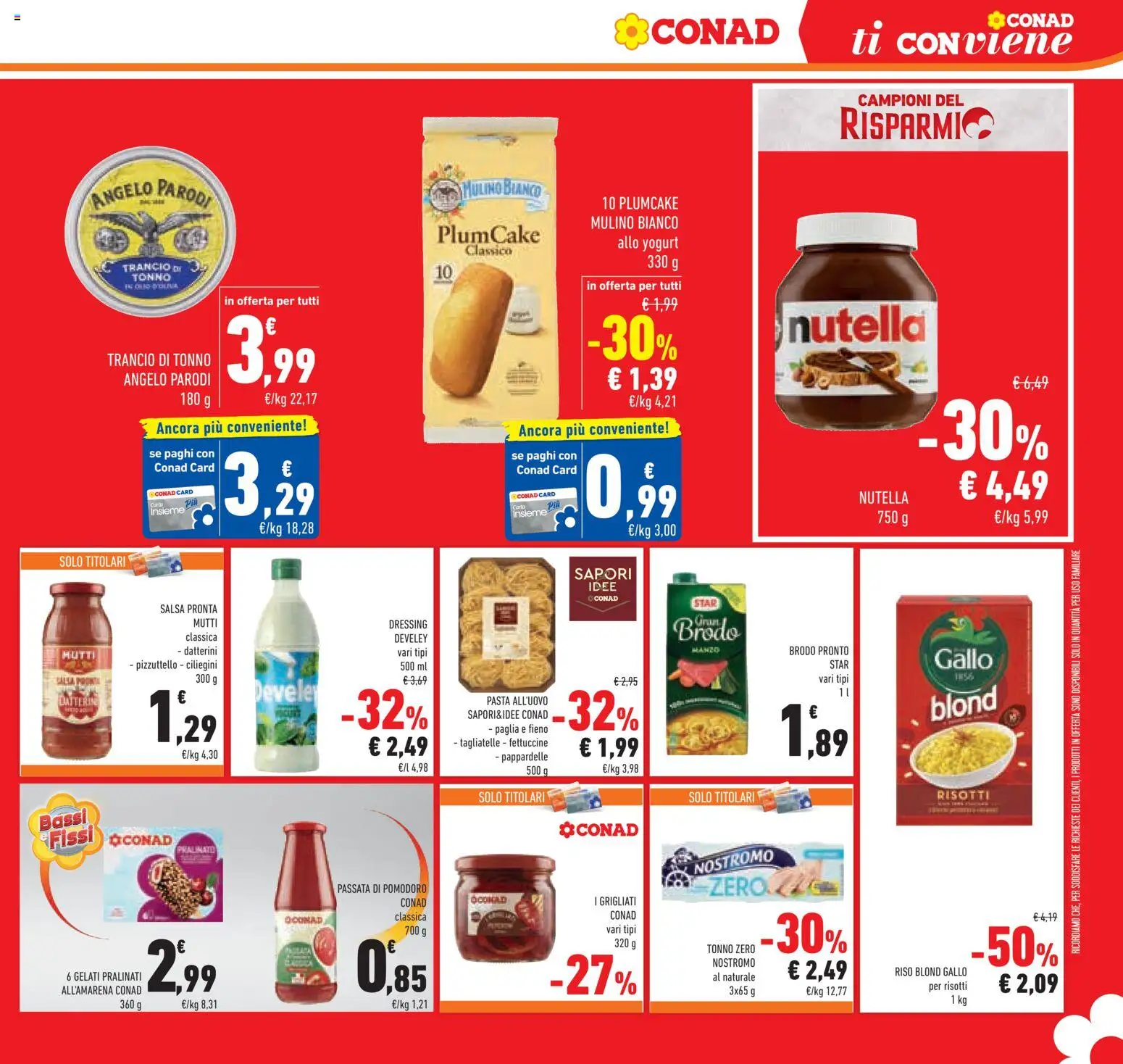 Volantino Conad del 09/09/2026 | Pagina: 9 | Prodotti: Yogurt, Passata di pomodoro, Mutti salsa, Fettuccine