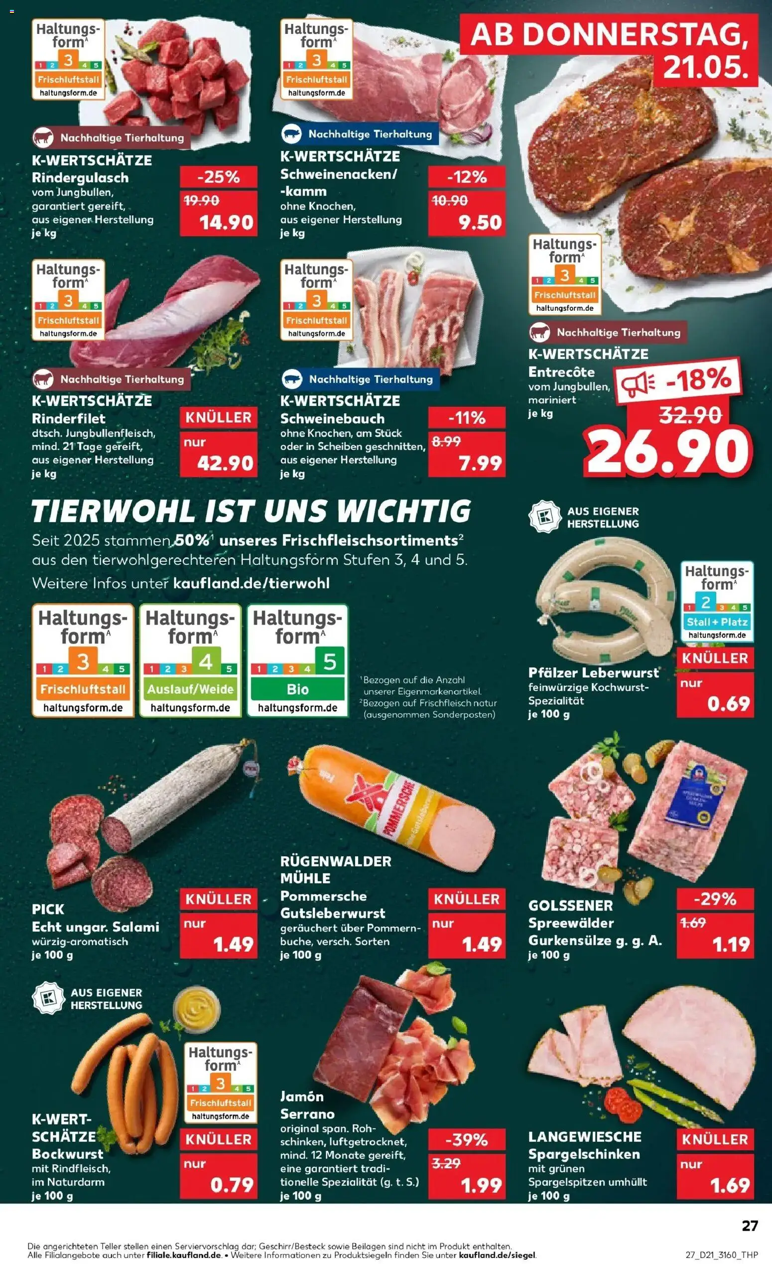 Kaufland Prospekt Cottbus – gültig ab 18.05.2026 | Seite: 32 | Produkte: Mühle, Schweinebauch, Entrecote, Salami