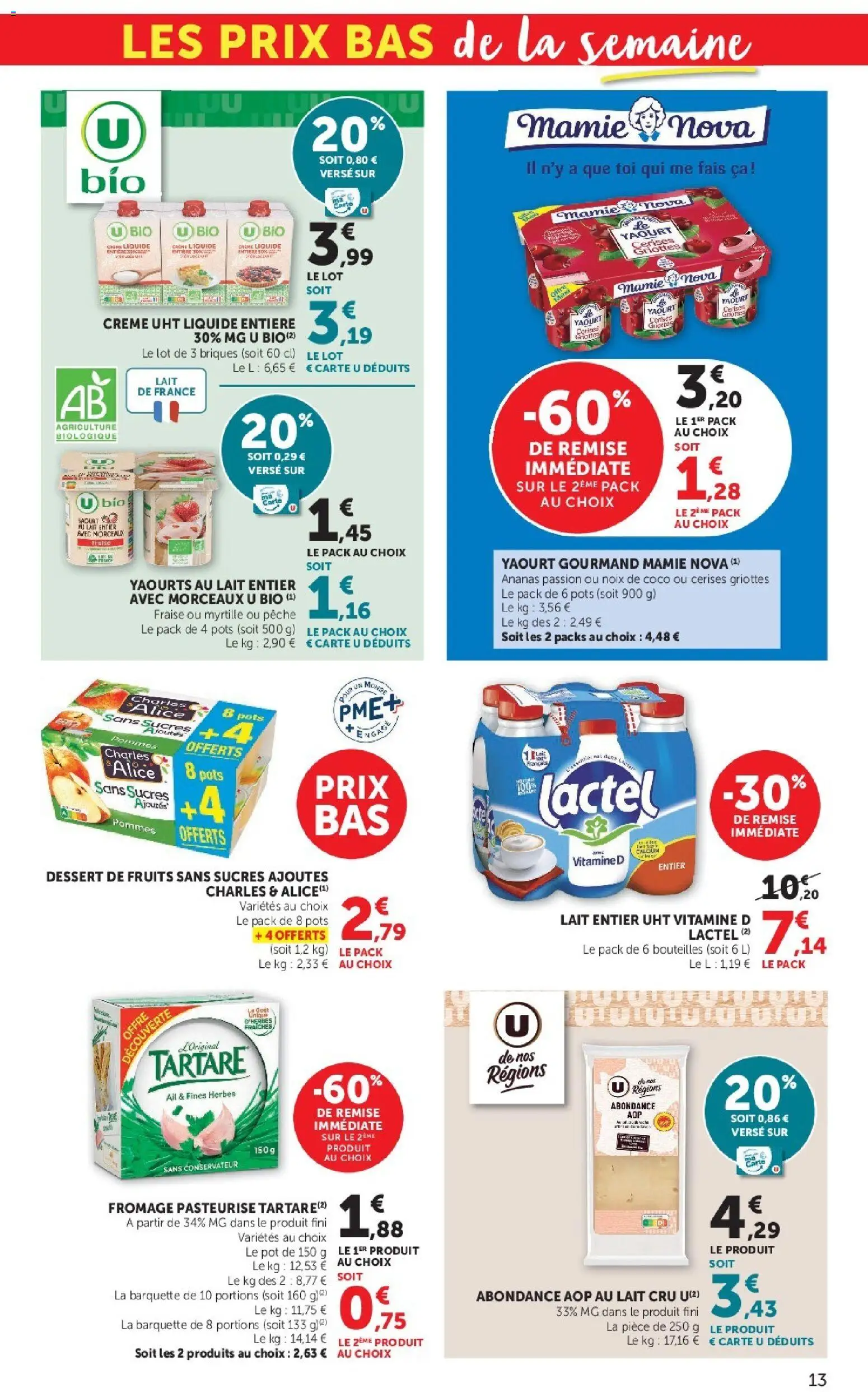 {H1} | Page: 13 | Produits: Lait entier, Cerises, Lait, Noix