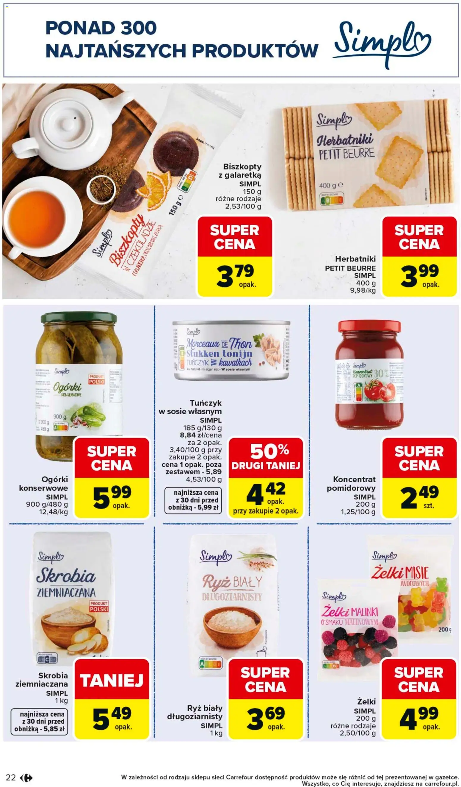 Carrefour gazetka - Wybierz Jakość W Najlepszej Cenie od 25.05.2026 | Strona: 22 | Produkty: Tuńczyk w sosie własnym, Galaretka, Ryż, Ogórki