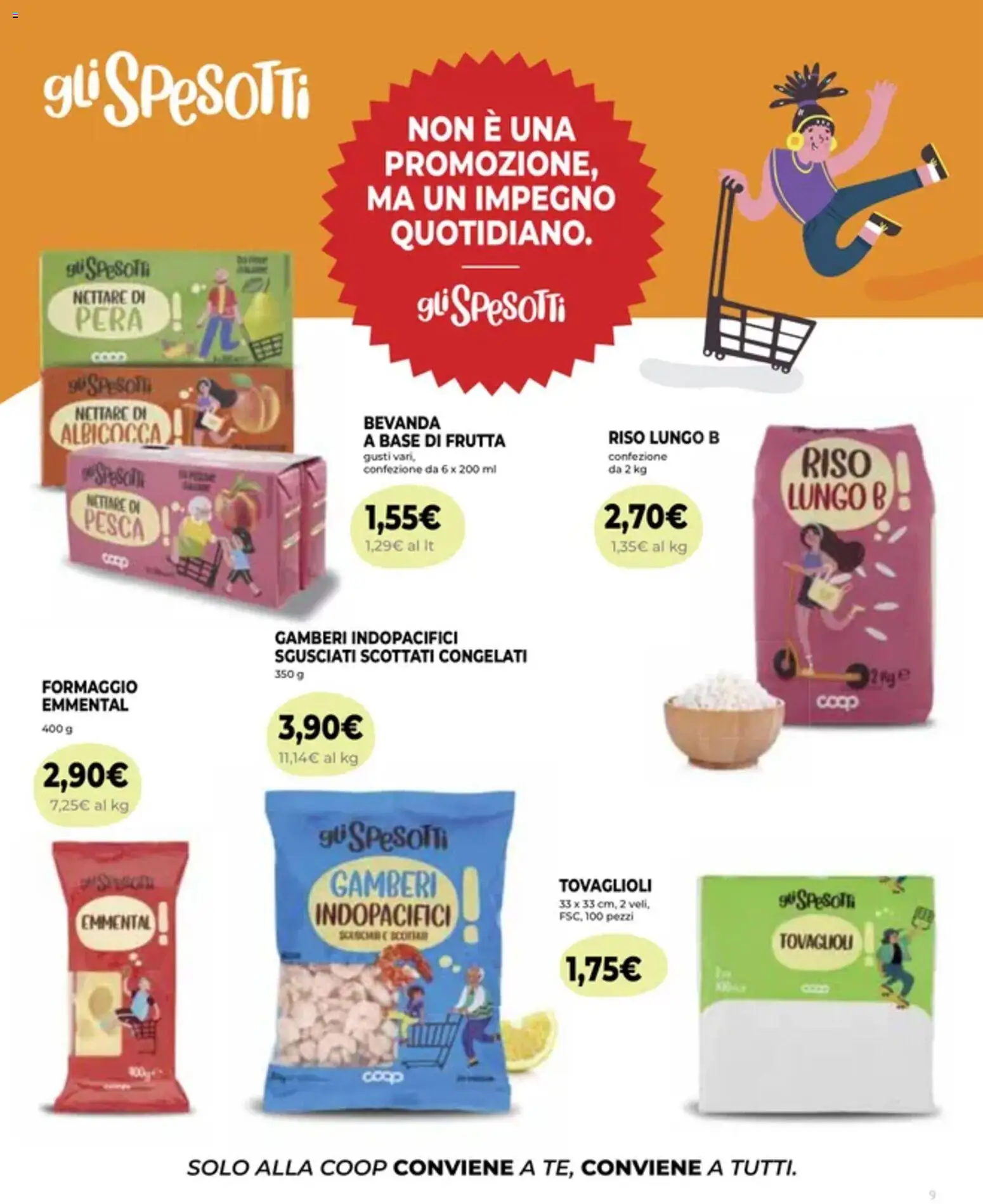Volantino COOP del 23/07/2026 | Pagina: 9 | Prodotti: Gamberi, Formaggio, Pera, Emmental