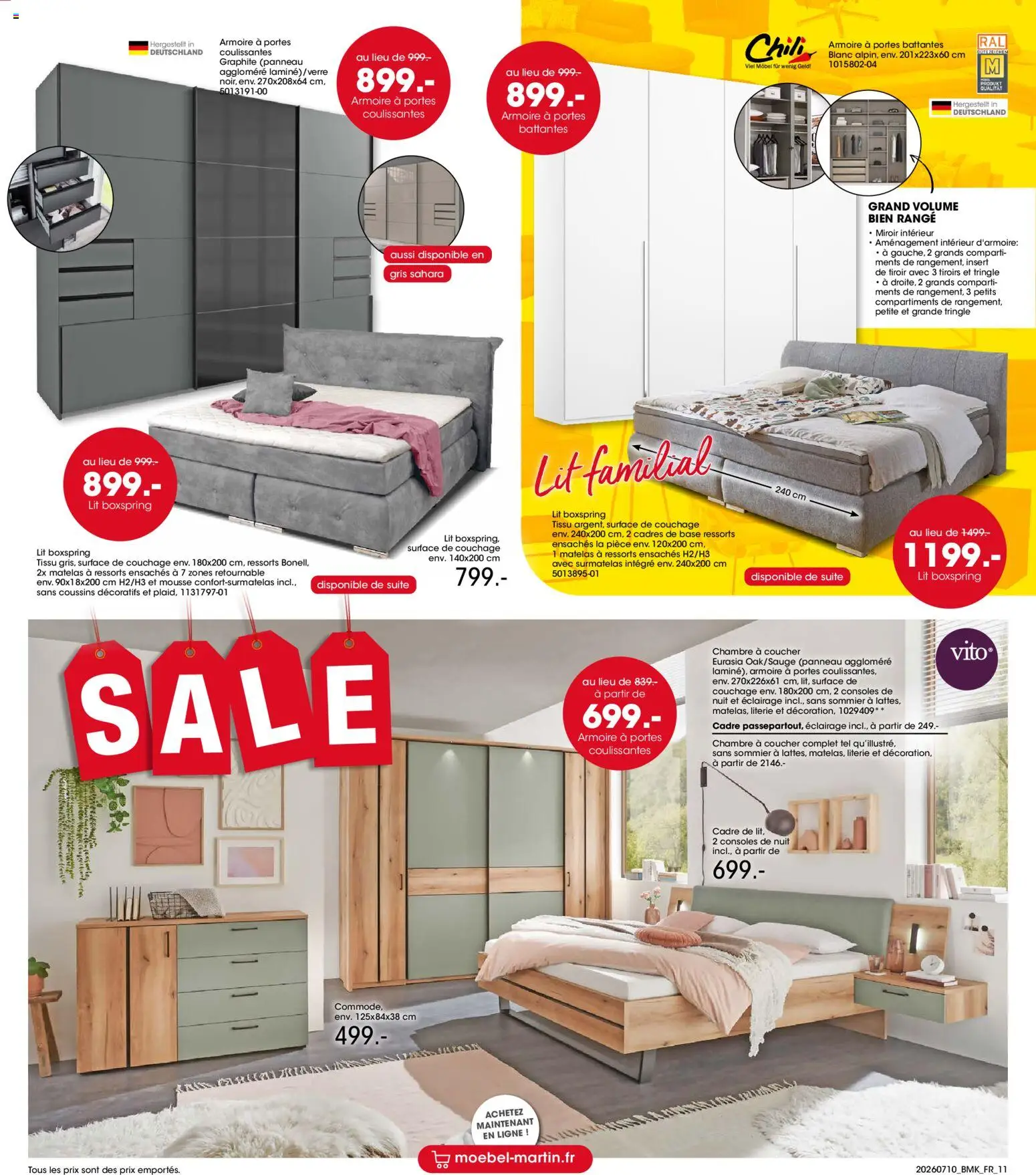 {H1} | Page: 11 | Produits: Lit, Matelas, Armoire, Literie