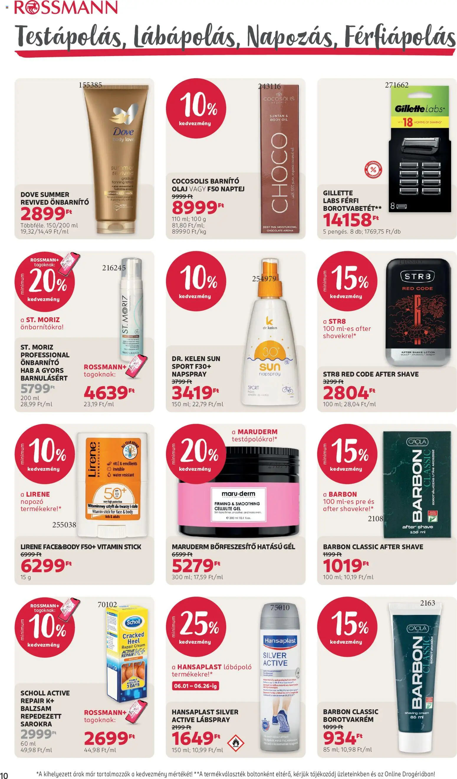 Rossmann akciós ujság - amely érvényes a következő dátumtól: 15.06.2026 | Oldal: 12 | Termékek: Naptej, Borotvabetét, Aloe vera, Olaj