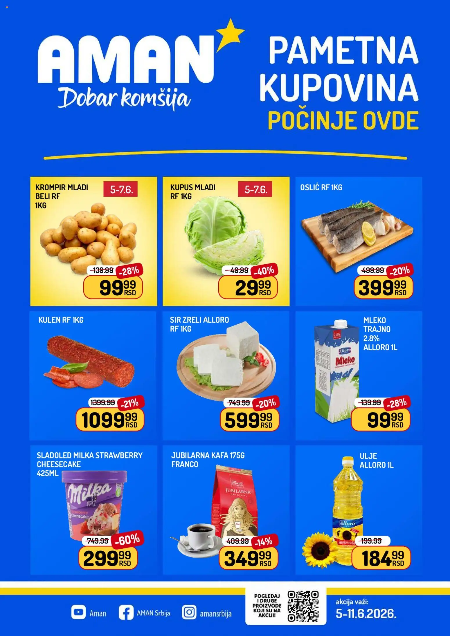 Aman katalog - važi od 05.06.2026 | Strana: 1 | Proizvode: Milka, Mleko, Ulje, Kafa