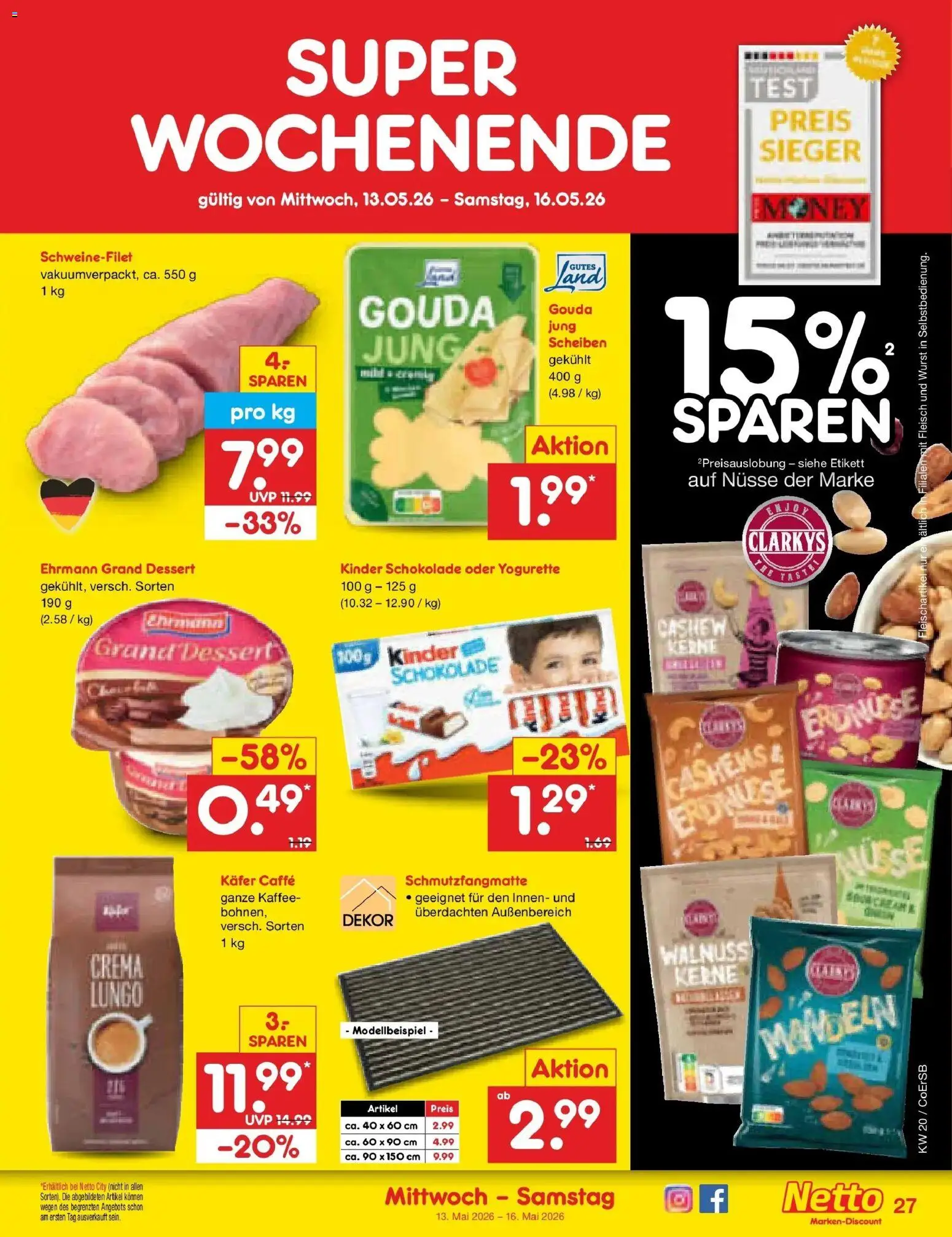 Netto Marken-Discount Prospekt Nordhausen	 – gültig ab 10.05.2026 | Seite: 36 | Produkte: Erdnüsse, Yogurette, Schweinefilet, Fleisch