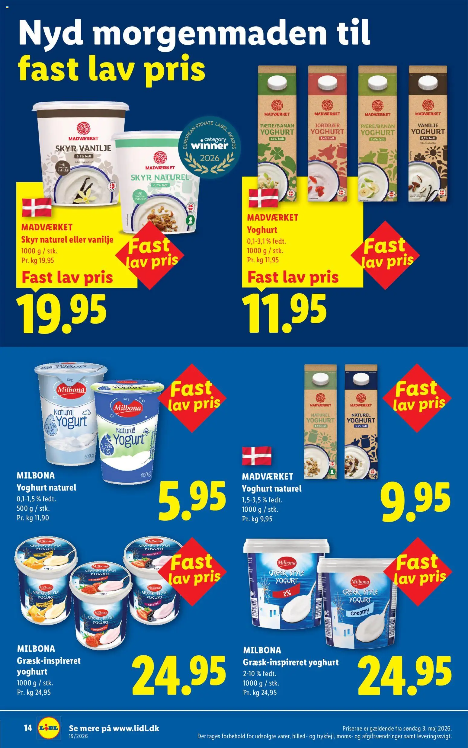 Lidl tilbudsavis – gyldig fra 03.05.2026 | Side: 14 | Produkter: Yoghurt, Skyr, Jordbær, Vanilje