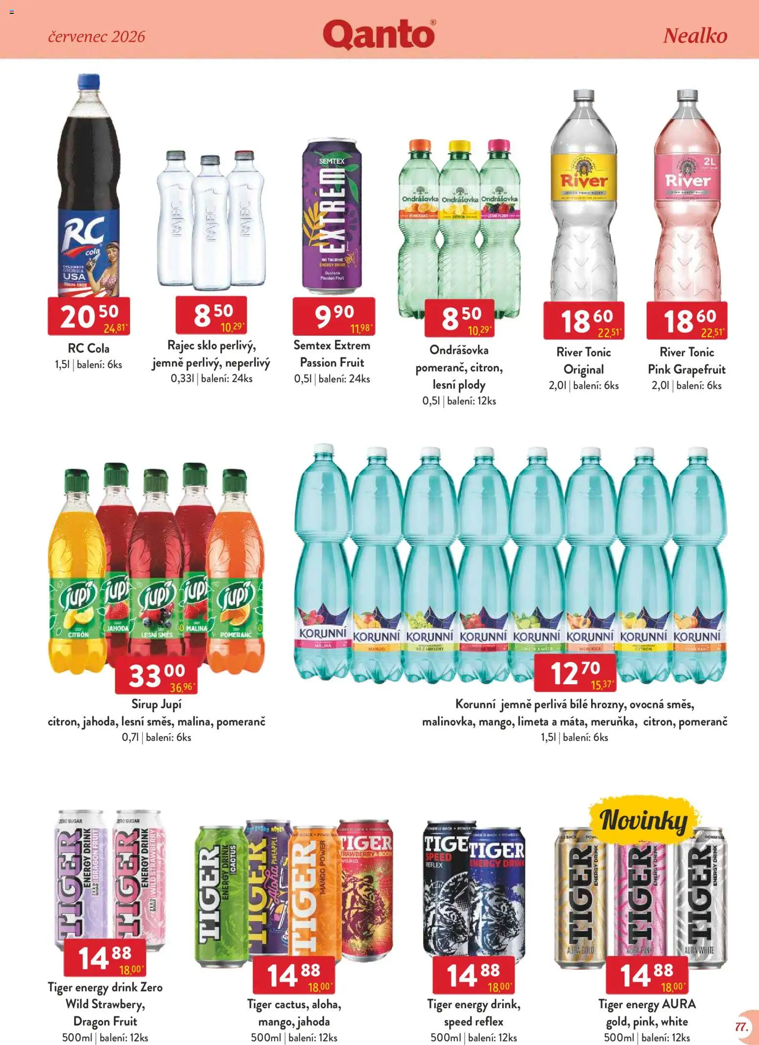 Astur & Qanto leták - Velkoobchod 07/2026 od 01.07.2026 | Strana: 77 | Produkty: Tiger energy, Mango, Ondrášovka, Hrozny