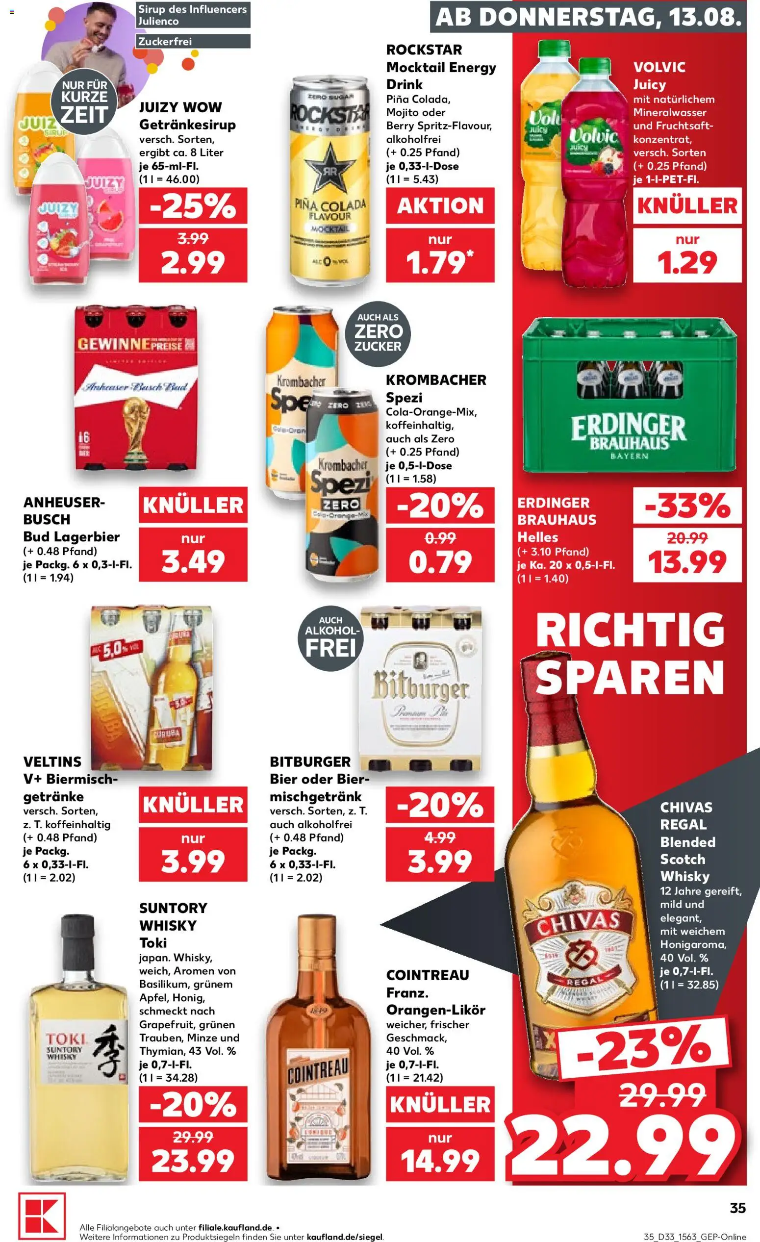 Kaufland Prospekt Kiel – gültig ab 13.08.2026 | Seite: 35 | Produkte: Bitburger, Energy, Bad, Mineralwasser