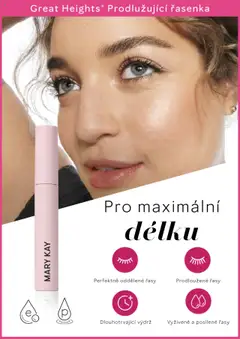 Náhled letáku Great Heights® Prodlužující řasenka, Mascara for maximum length, perfectly separated lashes, extended lashes, long-lasting hold, nourished and strengthened lashes. od 28.04.2025 | Strana: 2 | Produkty: Řasenka