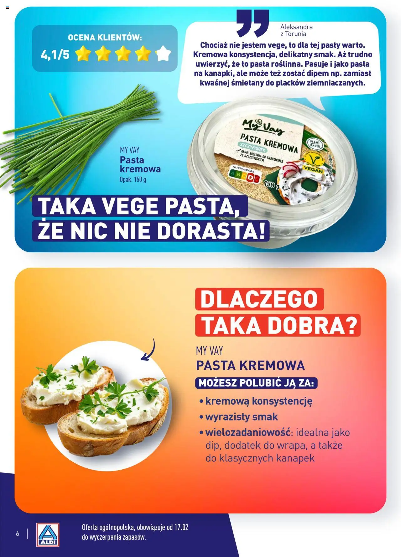 Aldi Gazetka - Wielki test od 17.02.2025 | Strona: 6 | Produkty: Pasta roślinna, Pasta