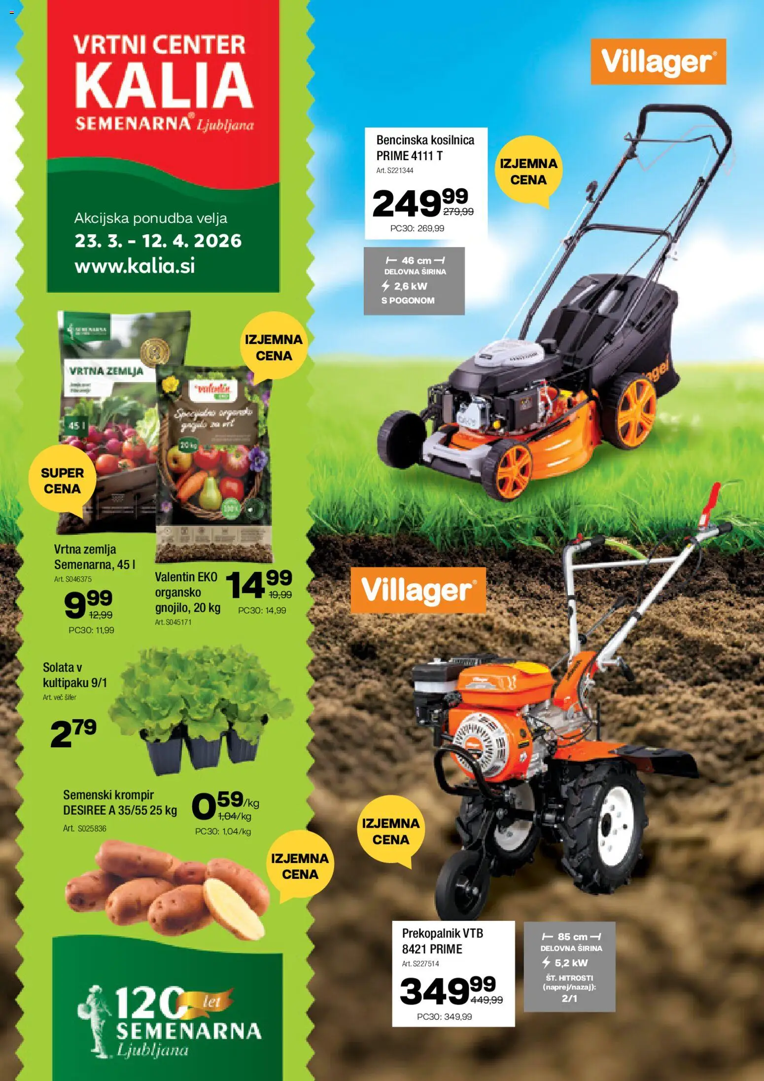 Novi Kalia katalog ponudbe – veljaven od 23.03.2026 | Stran: 1 | Izdelki: Žemlja, Kosilnica, Solata, Krompir