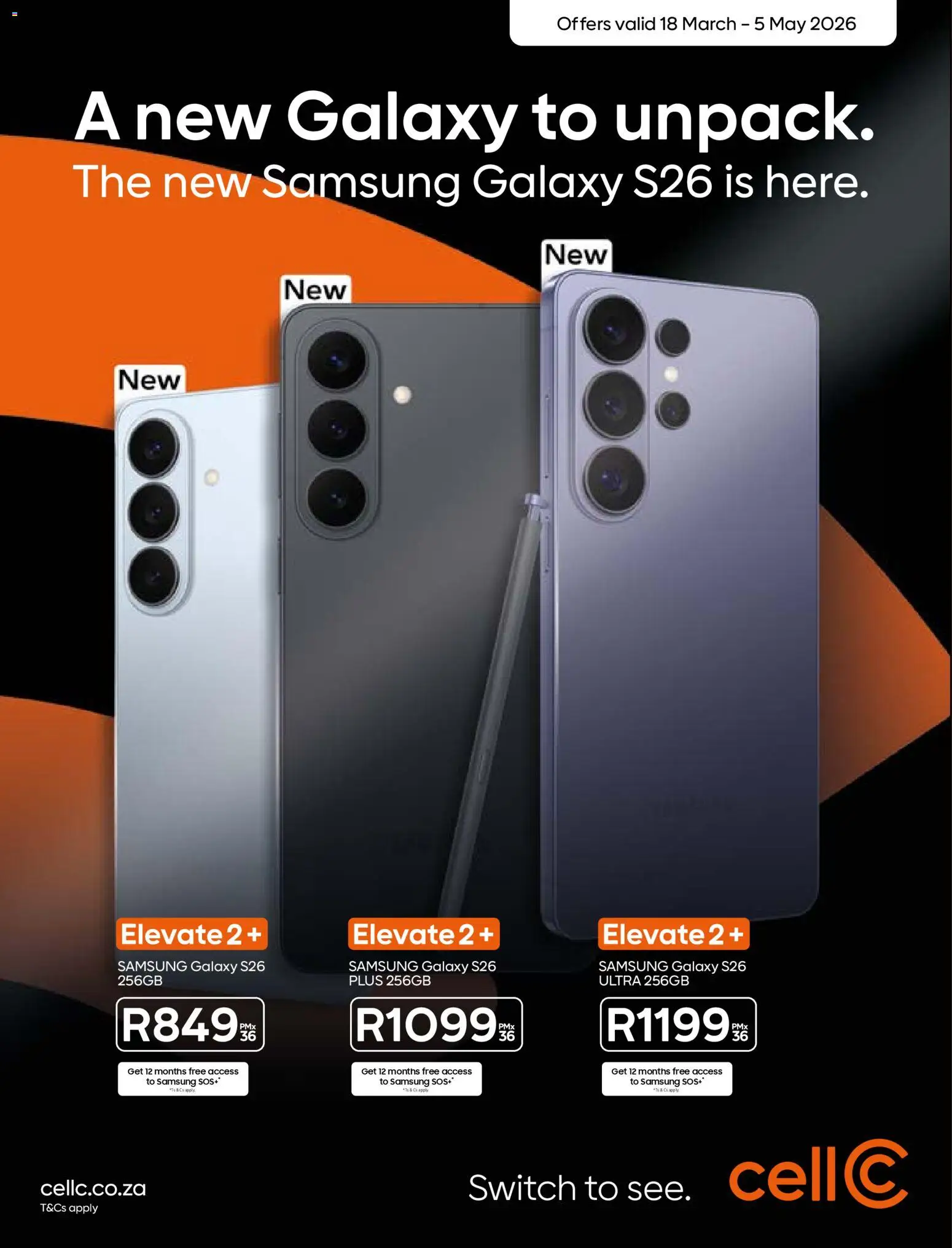 New Cell C catalogue – valid from 18.03.2026 | Page: 1 | Products: Switch