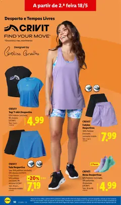 Pré-visualização CRIVIT Saia Desportiva, Saia: 90% poliéster (reciclado), 10% elastano (LYCRA®); Calça interior: 92% poliéster (reciclado), 8% elastano (LYCRA®. Tam. XS ao L, consoante modelo válido de 18.05.2026 | Página: 10 | Produtos: Top, Calções, Saia, Calça