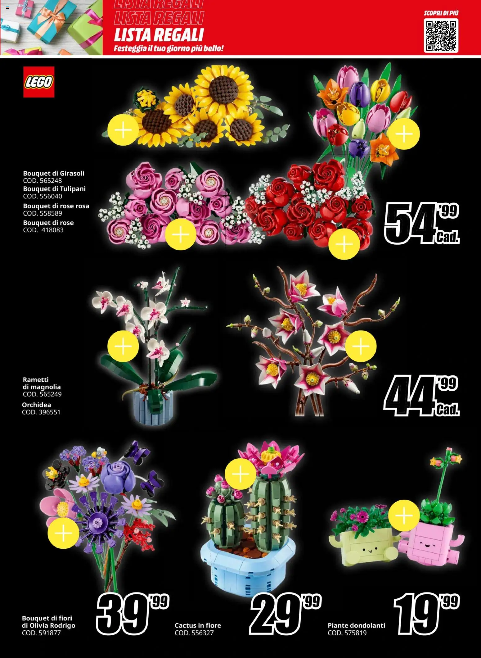 Volantino Media World del 25/10/2026 | Pagina: 11 | Prodotti: Fiori, Tulipani, Cactus, LEGO