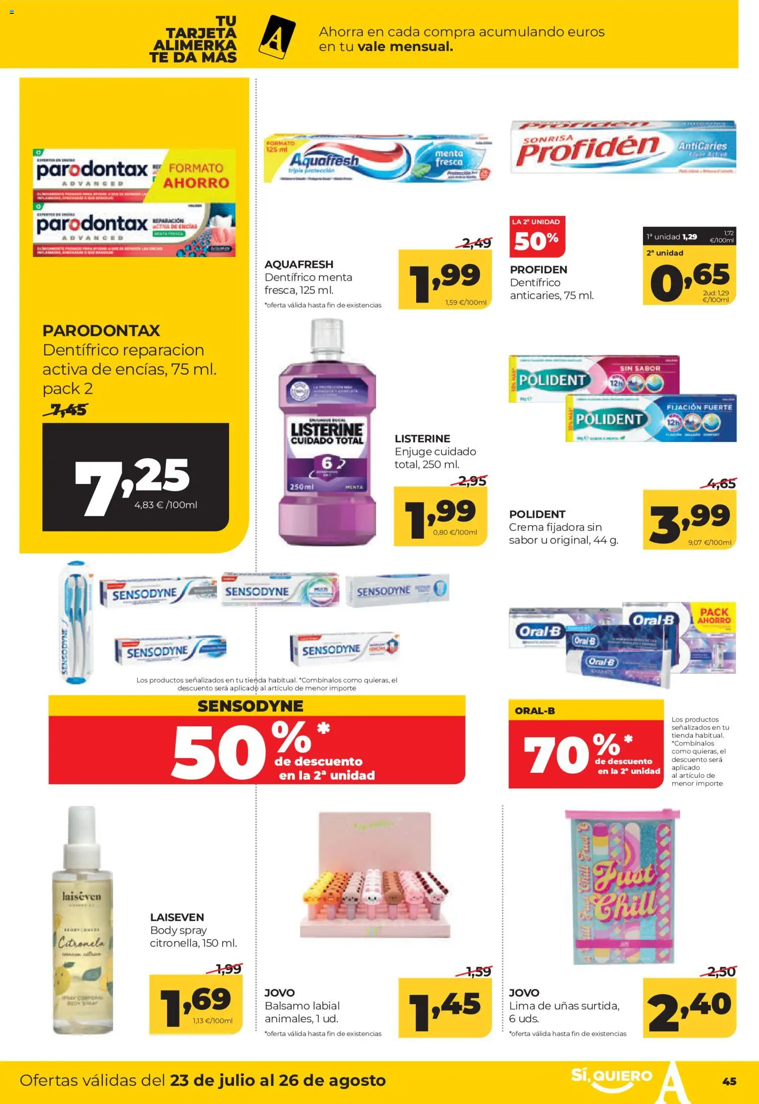 Alimerka folleto Asturias │ válido desde el 23/07/2026 | Página: 45 | Productos: Body spray citronela, Crema, Bálsamo labial, Body