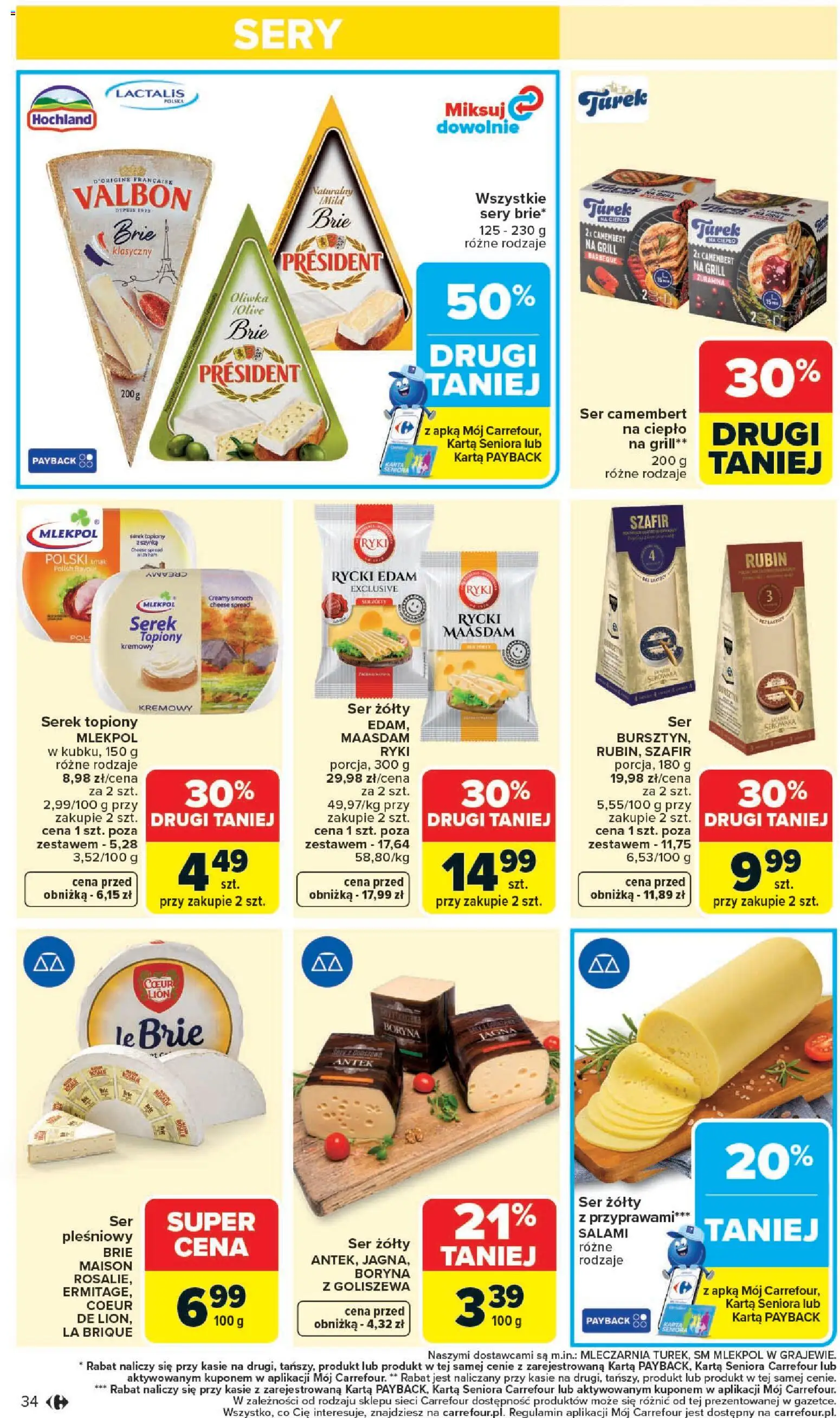 Carrefour gazetka - Zmieniliśmy Się Dla Ciebie od 25.05.2026 | Strona: 34 | Produkty: Serek, Grill, Camembert, Salami