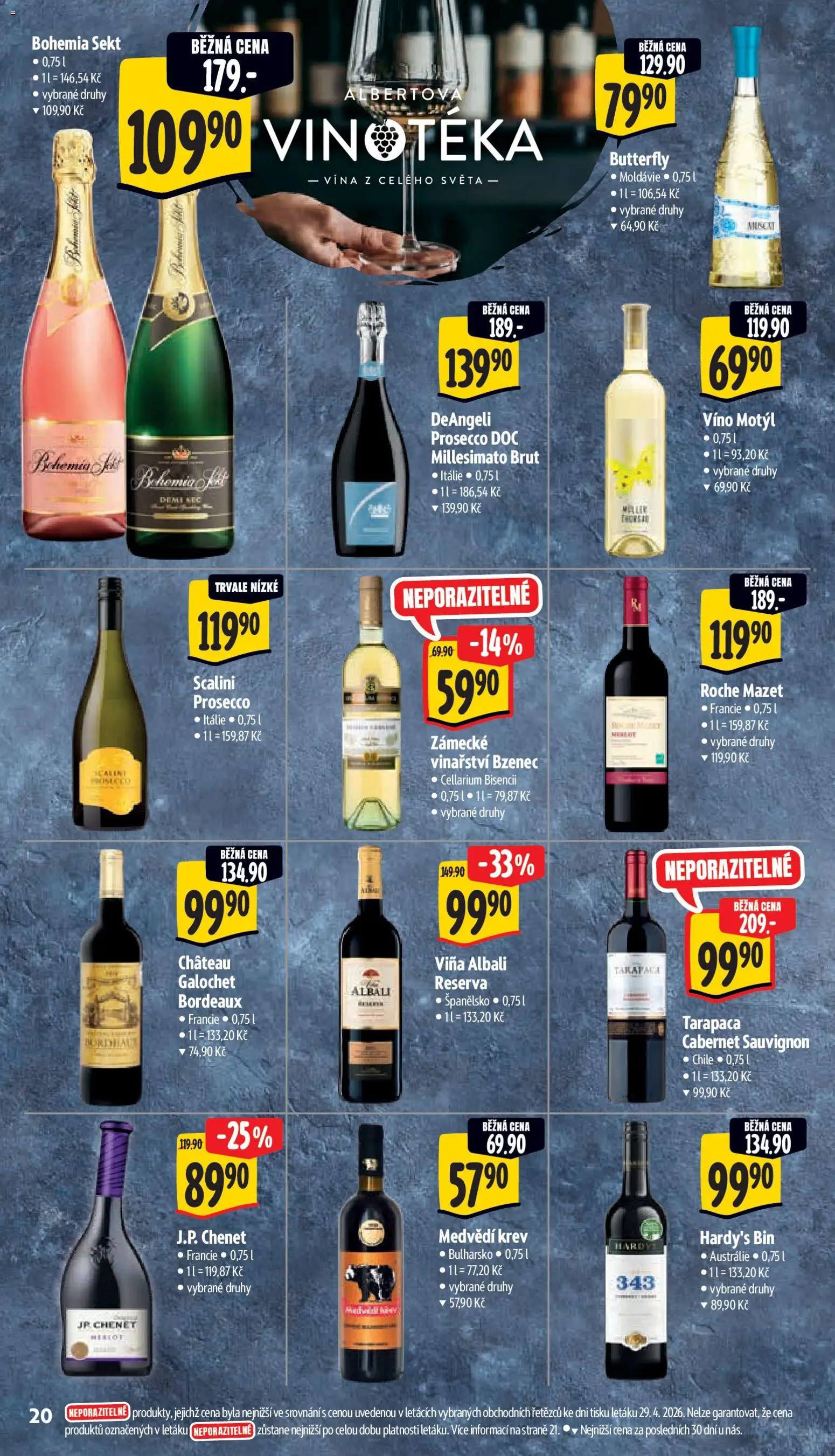 Albert leták - Supermarket od 06.05.2026 | Strana: 30 | Produkty: Bohemia sekt, Sekt, Víno Motýl, Prosecco DOC