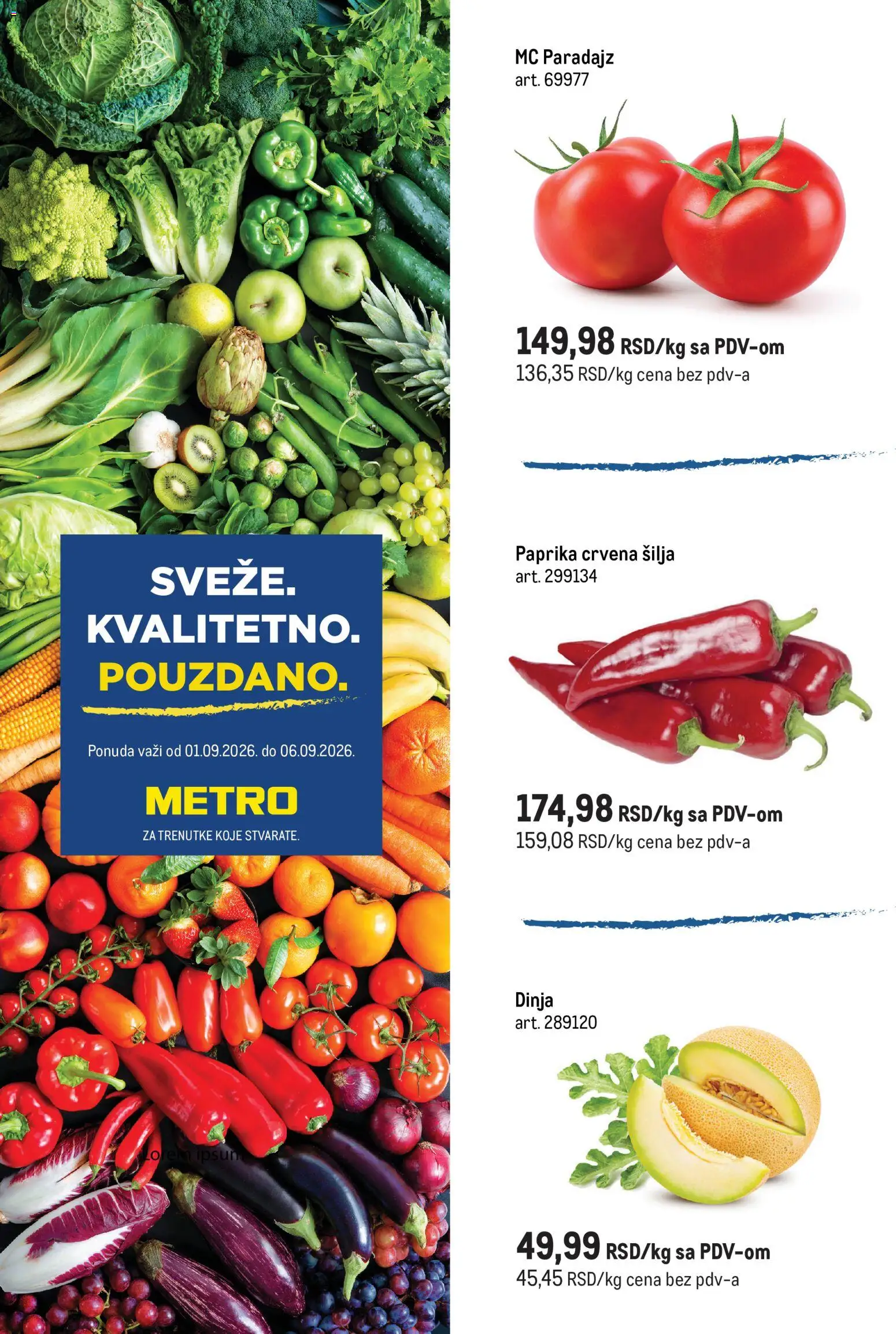 Metro katalog - važi od 01.09.2026 | Strana: 1 | Proizvode: Paprika, Dinja, Paradajz