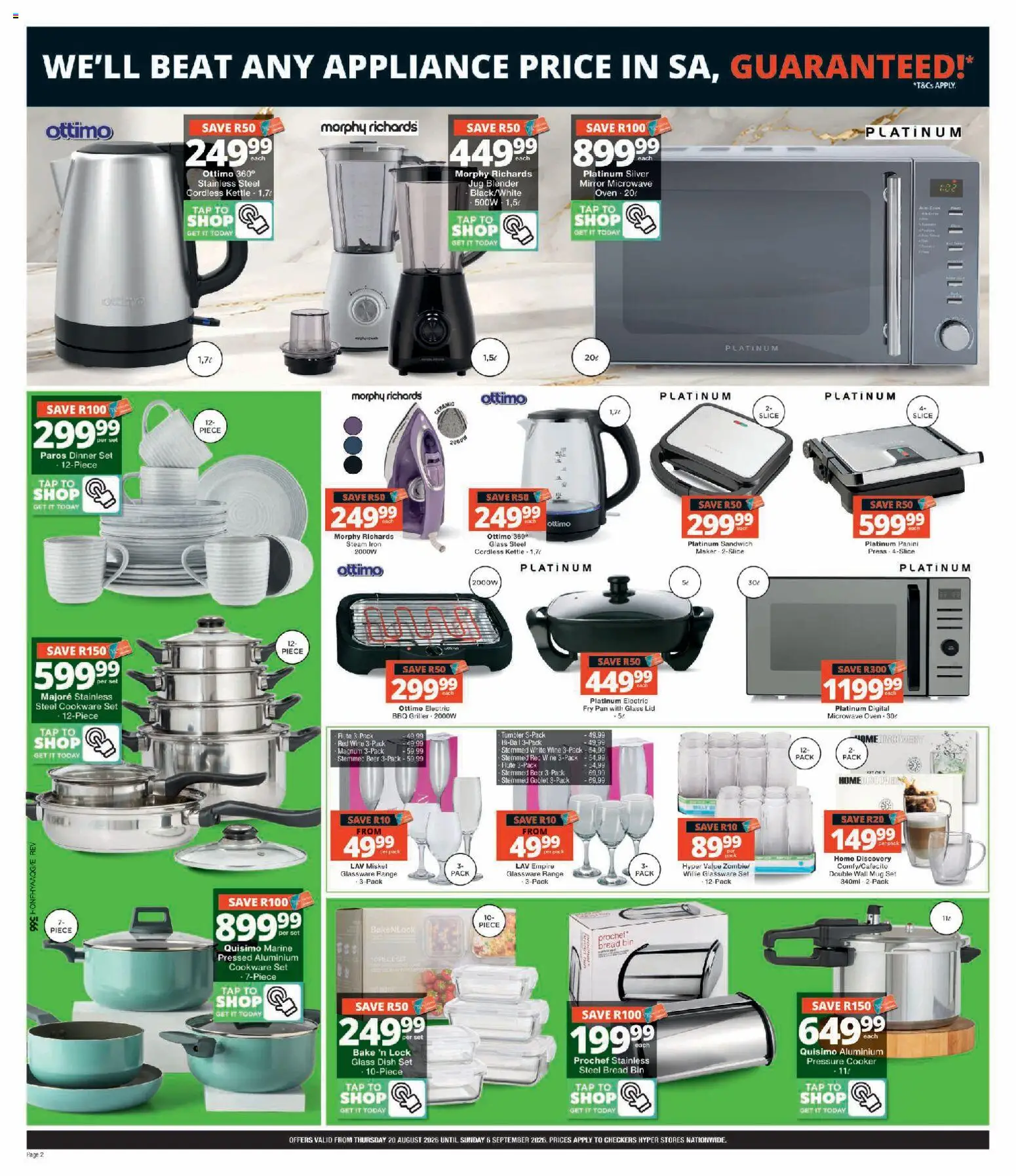 New Checkers catalogue – valid from 20/08/2026 | Page: 2 | Products: Iron, Lock, Pressure cooker, Beer