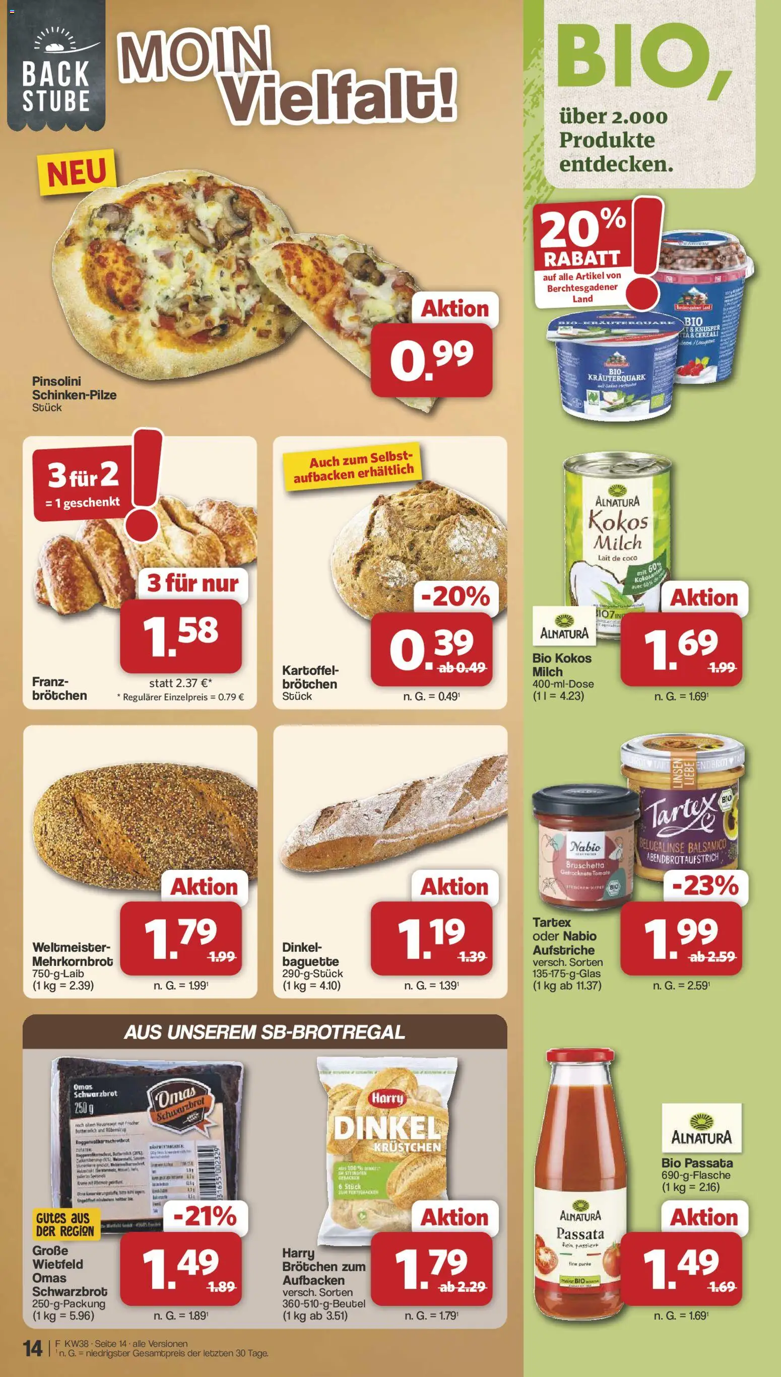Famila Nordwest Prospekt – gültig ab 14.09.2026 | Seite: 16 | Produkte: Buttermilch, Milch, Balsamico, Baguette