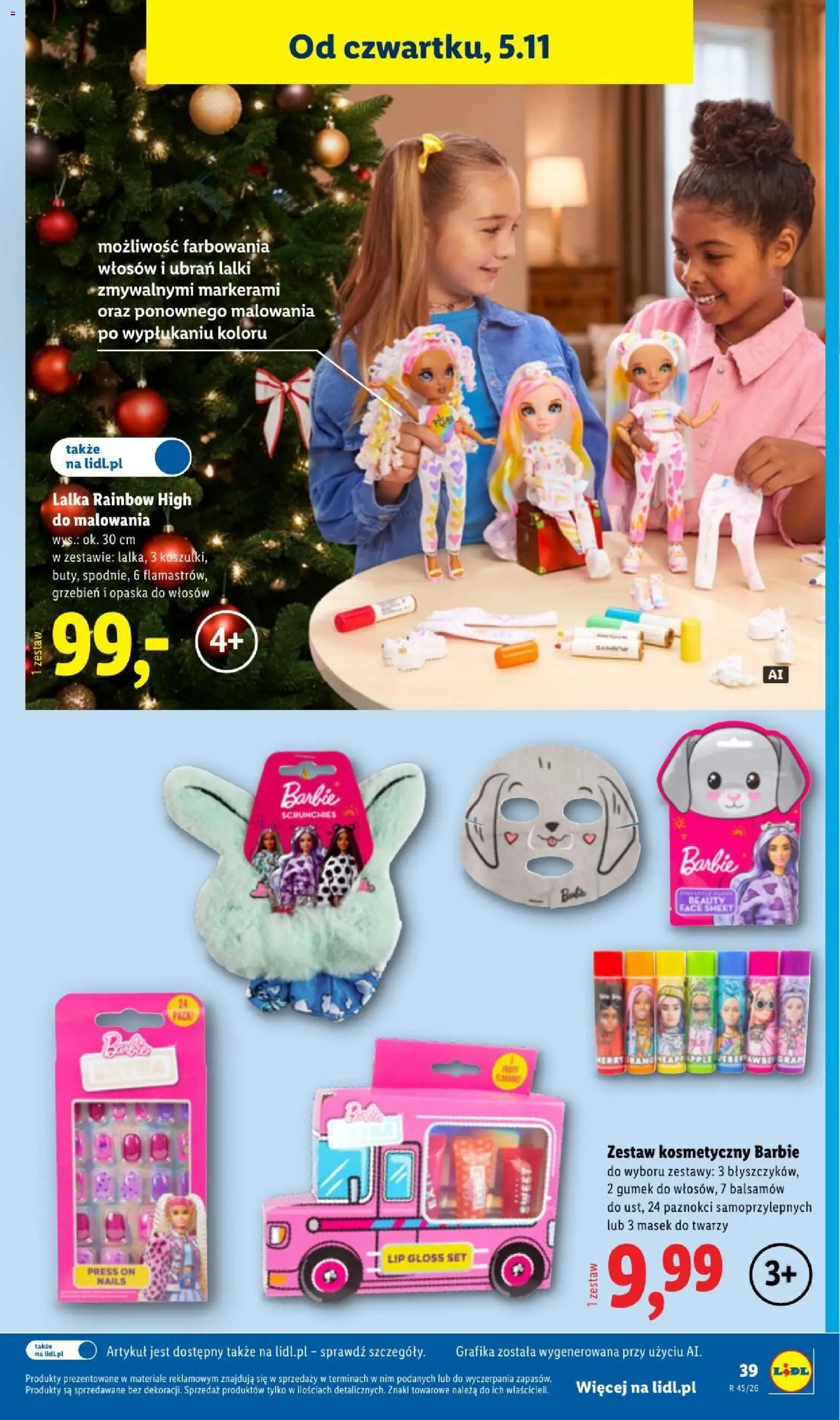 Lidl Katalog od 02.11.2026 | Strona: 45 | Produkty: Opaska do włosów, Lalka, Barbie, Grzebień