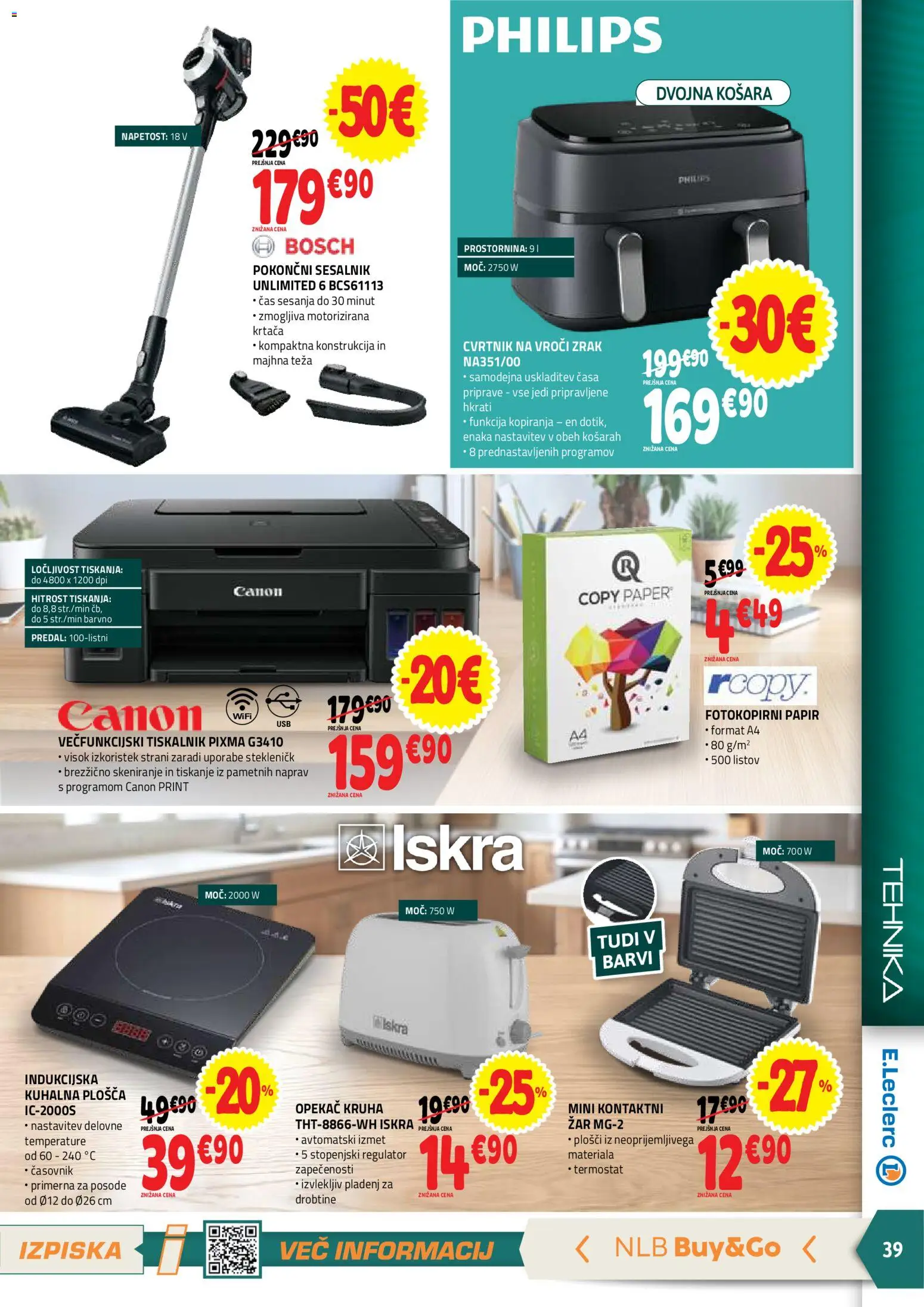 Novi E.leclerc katalog ponudbe – veljaven od 28.10.2026 | Stran: 39 | Izdelki: Kuhalna plosca, Zar, Košara, Krtaca