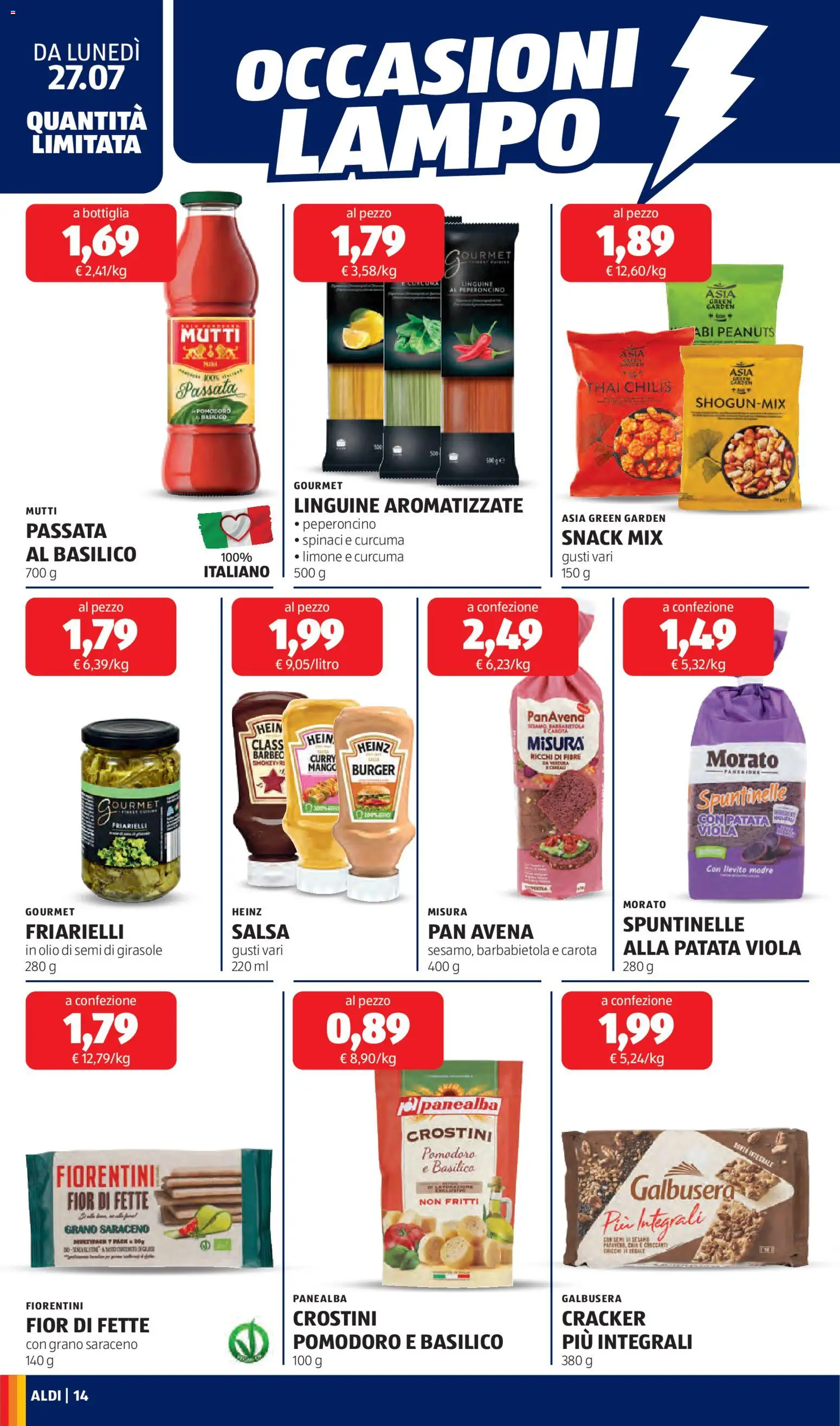 Volantino Aldi del 27/07/2026 | Pagina: 14 | Prodotti: Barbabietola, Peperoncino, Spinaci, Olio di semi di girasole