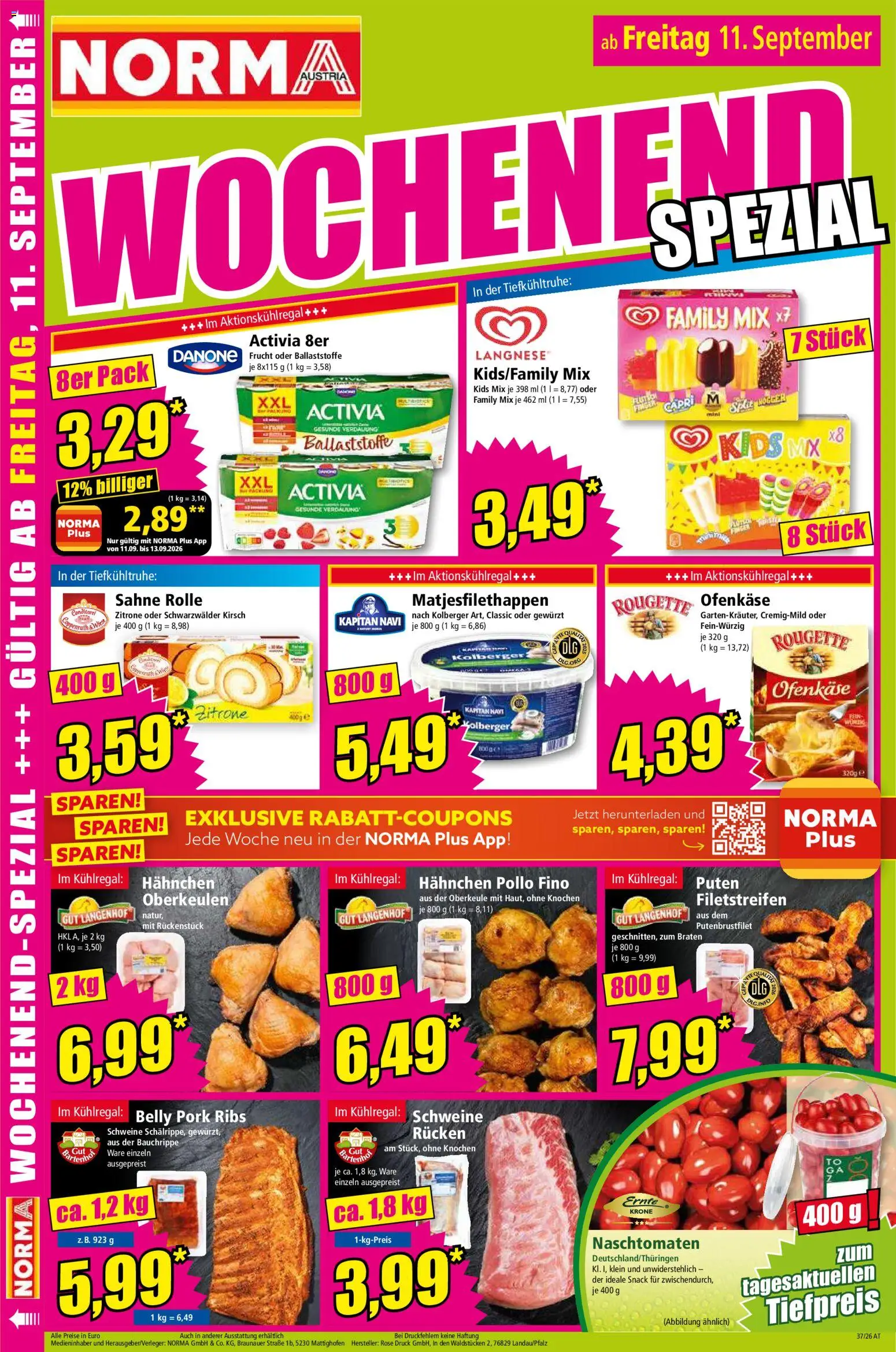 Norma Flugblatt gültig ab 07.09.2026 | Seite: 14 | Produkte: Sahne, Zitrone