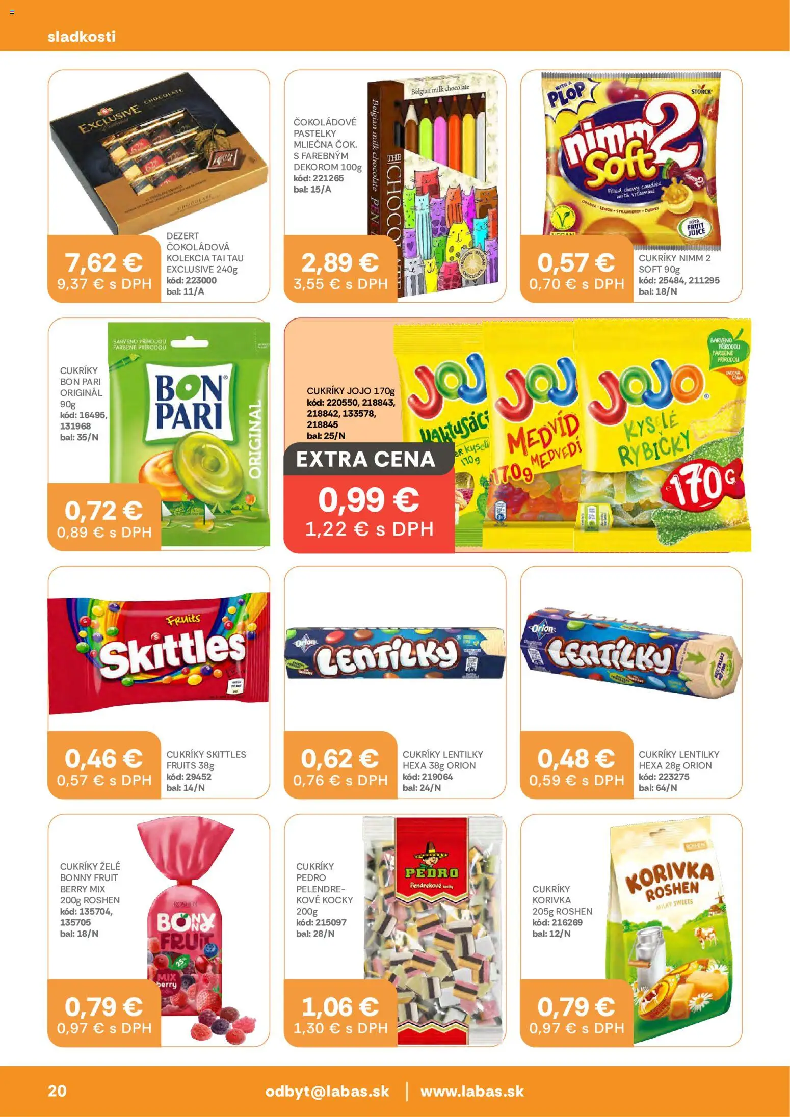 Nové Labaš akcie – leták je platný od 23.10.2026 | Strana: 20 | Produkty: Pastelky, Cukríky, Dezert