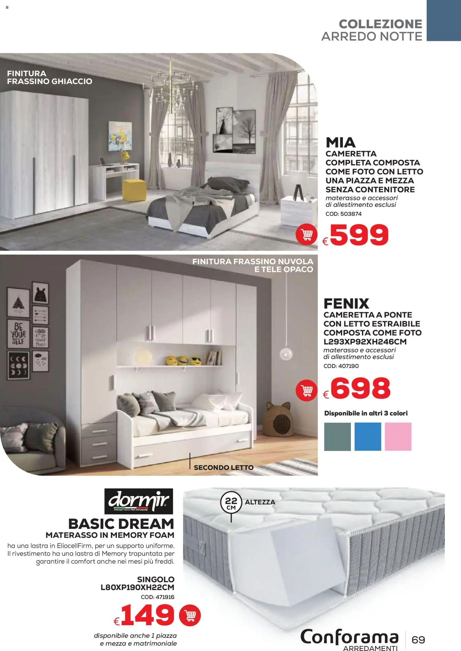 Volantino Conforama del 22/06/2026 | Pagina: 69 | Prodotti: Contenitore, Letto, Materasso, Ghiaccio