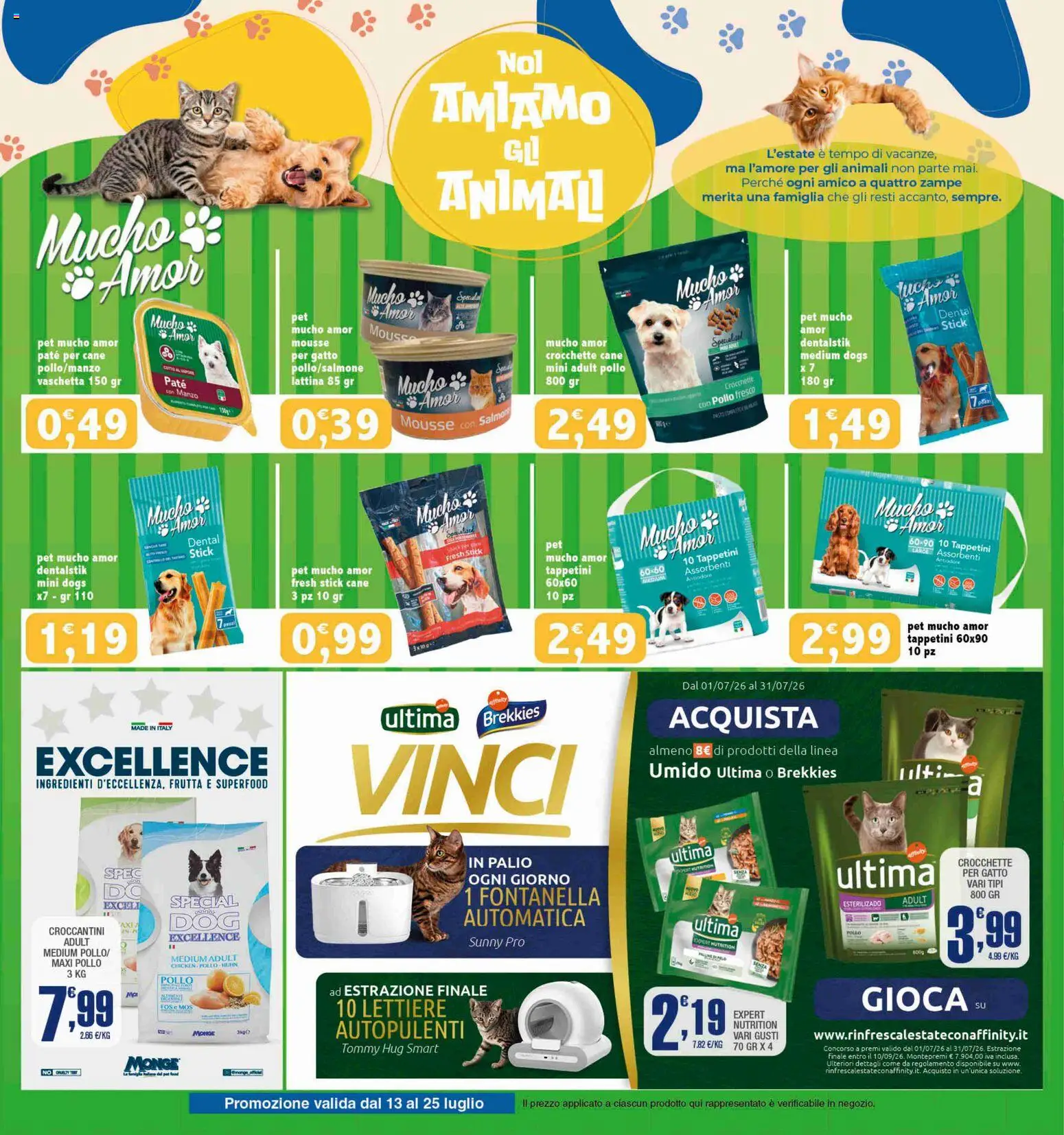 Volantino Splendidi e Splendenti del 15/07/2026 | Pagina: 14 | Prodotti: Pollo, Manzo, Crocchette, Crocchette cane